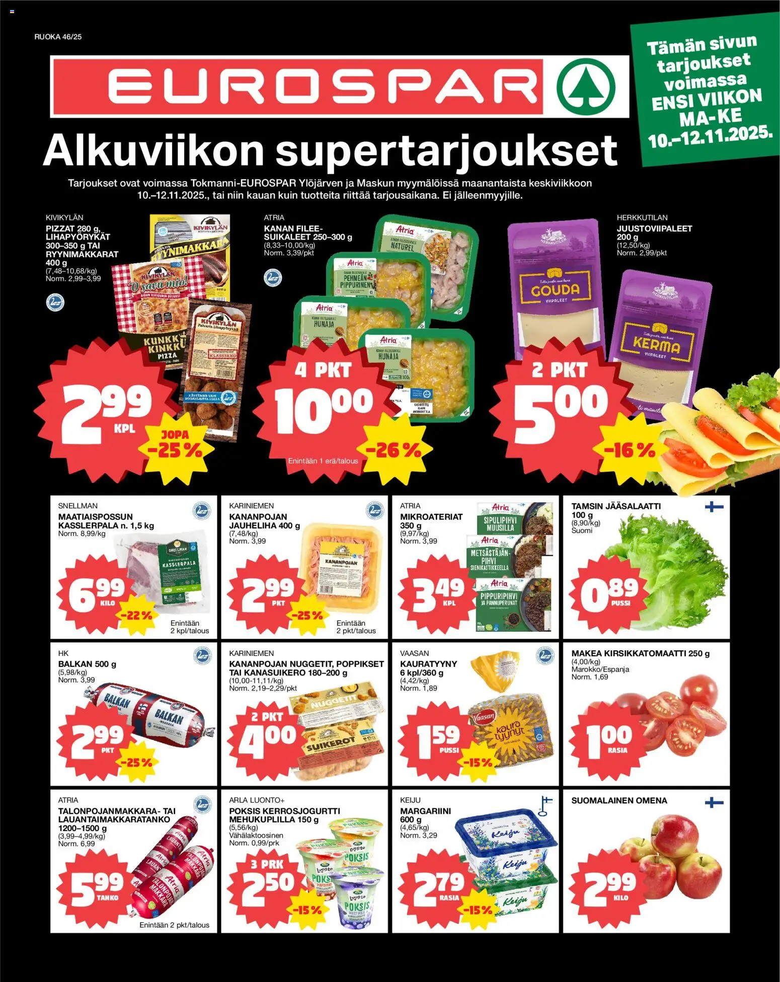 Kaupan Tokmanni EUROSPAR Ruokasanomat esikatselu, voimassa 10/11/2025