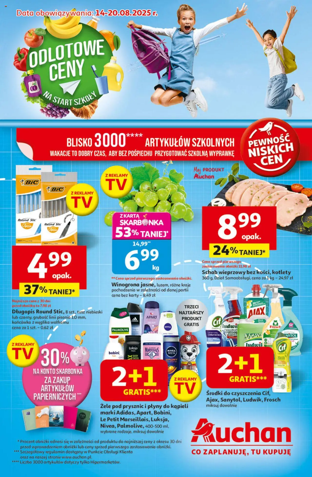 Auchan Odlotowe ceny na start szkoły Hipermarket od 14.08.2025 - Nowa Gazetka - Numer strony 1