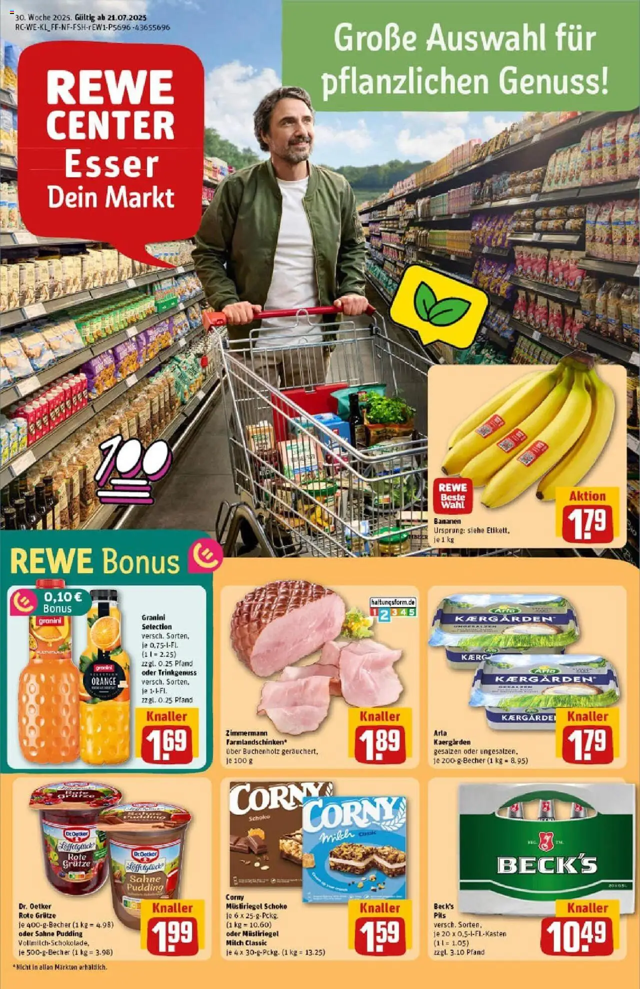 REWE Prospekt ab 20.07.2025 nächste Woche - Prospekt Rheinbach - Butter, Bananen, Milch, Sahne, Pudding, Granini, Pils