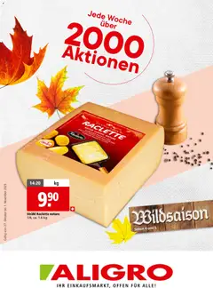 Vorschau des Merkblatts Aktionen Wildsaison Schlieren, Gossau SG, Frauenfeld, Rapperswil-Jona, Sargans, Bern, Brüttisellen, Pratteln, Emmen, Spreitenbach vom Shop Aligro gültig von 27.10.2025 bis 01.11.2025