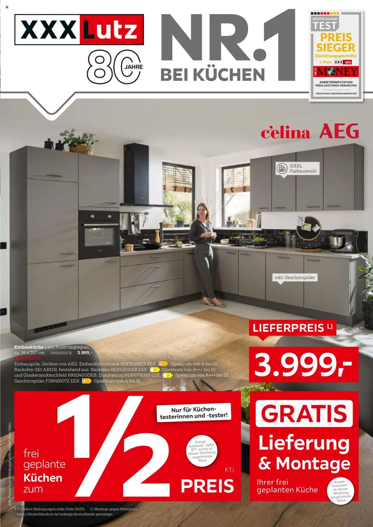 XXXL Lutz Nr. 1 bei Küchen (vom 04.08.2025 - 17.08.2025) - Kuchen, Küche, Geschirrspüler, Backofen, AEG, Einbauküche, Dunstabzug