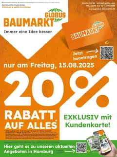 Vorschau von dem Prospekt des Geschäftes Globus Baumarkt, gültig ab dem 10.08.2025