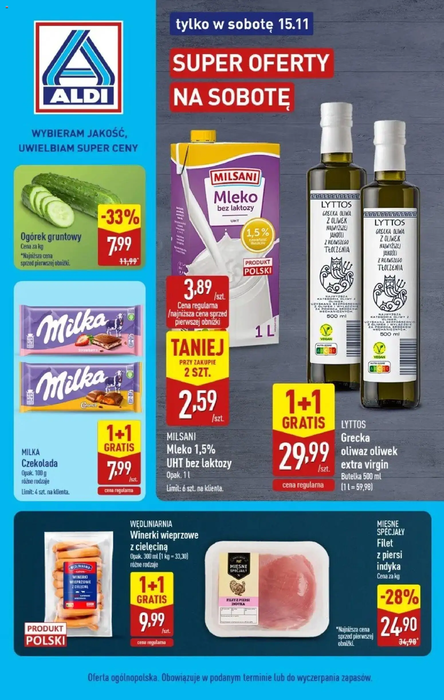 Pogląd gazetki "Super oferta na sobotę 15.11 w ALDI" ze sklepu Aldi ważnej od 14.11.2025