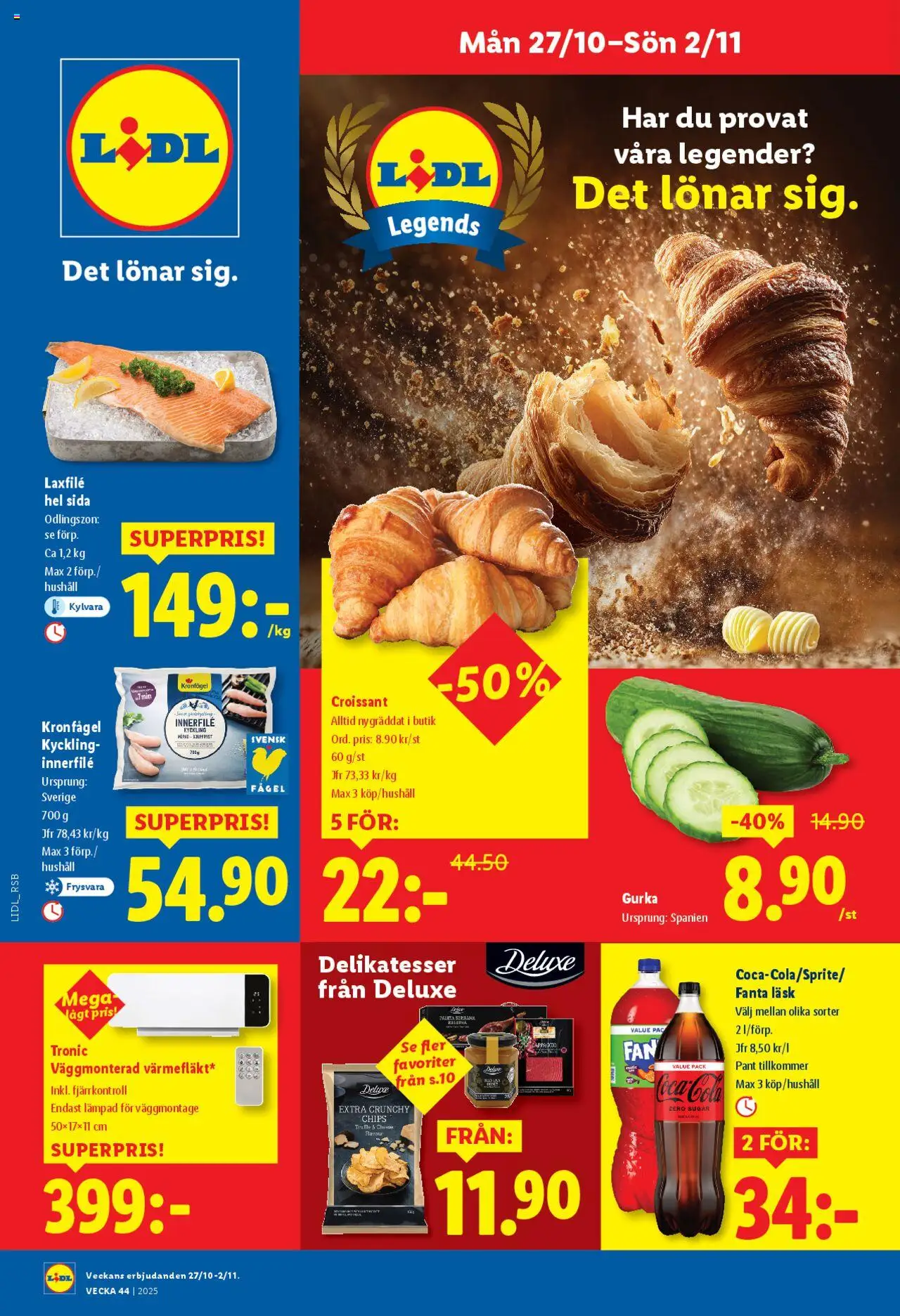 Aktuella reklamblad Lidl är giltig 27/10 2025 > Veckans Erbjudanden gäller från 27/10/2025 till 02/11/2025 sidnummer 1