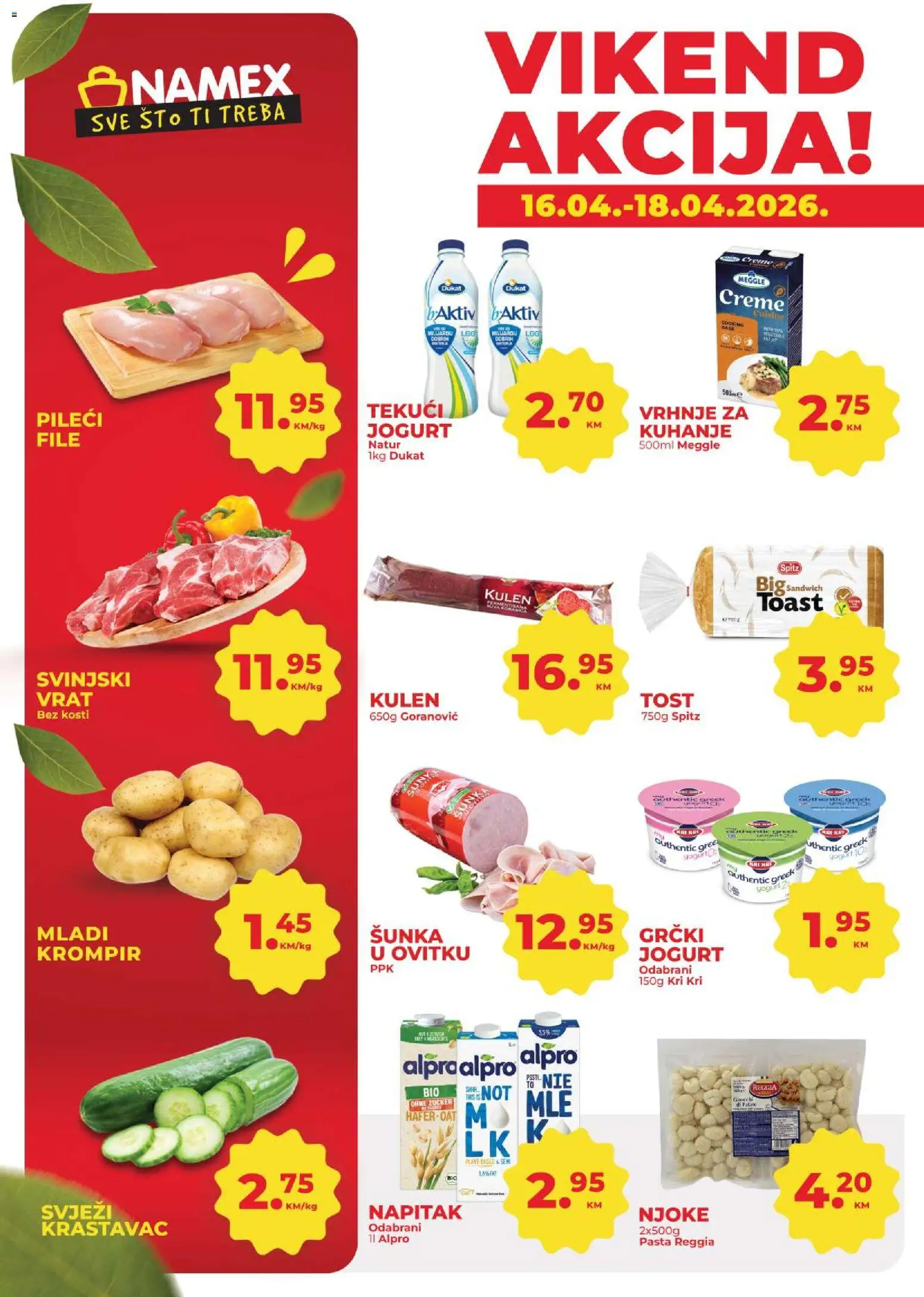 Pregled letka Namex vikend akcija trgovine Namex vrijedi od 16.04.2026