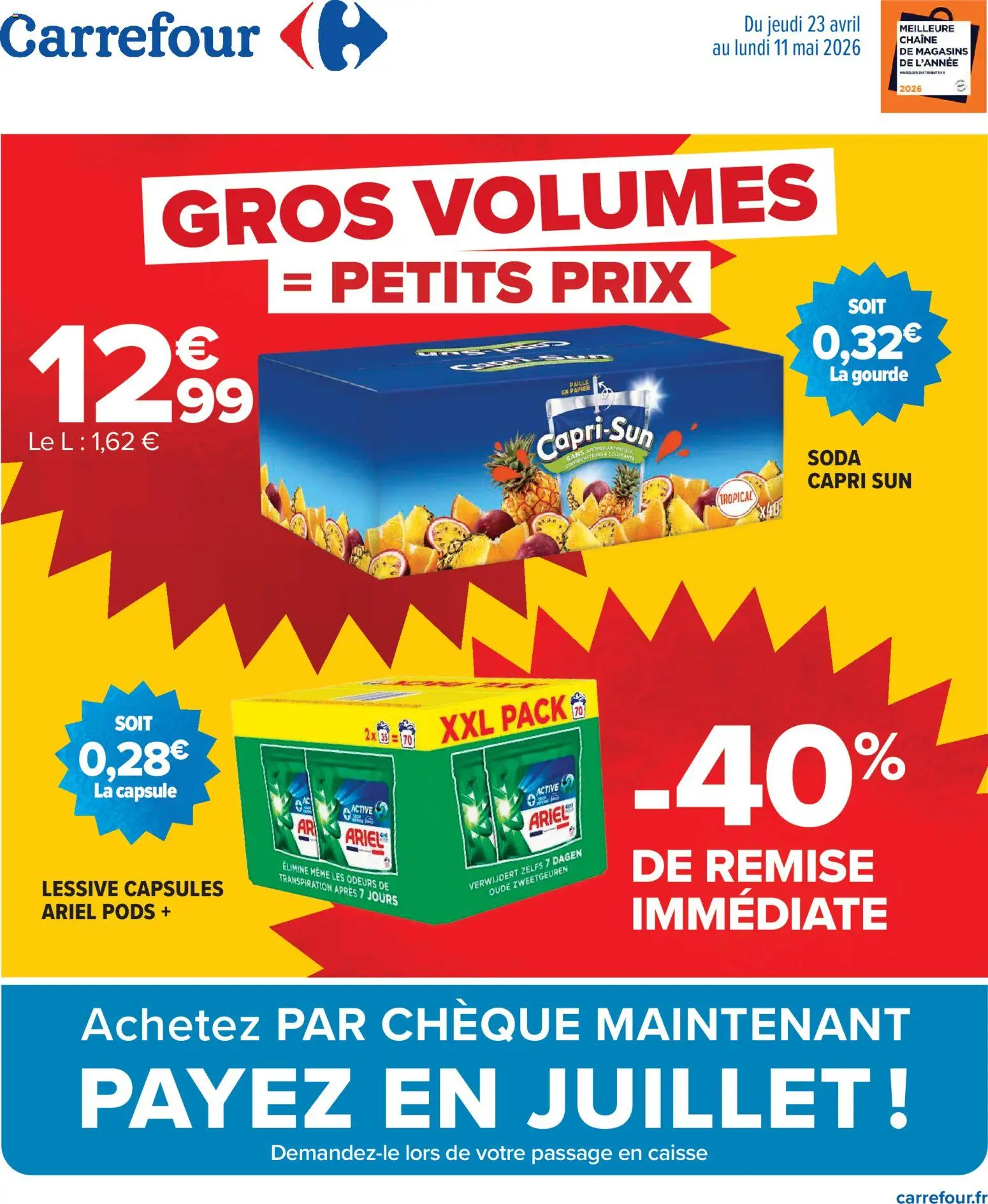 Prévisualisation de Carrefour Gros volumes 2 du magasin Carrefour formulaire valide 23/04/2026 - Gourde, Ariel, Soda, Lessive, Capsules, Ariel pods