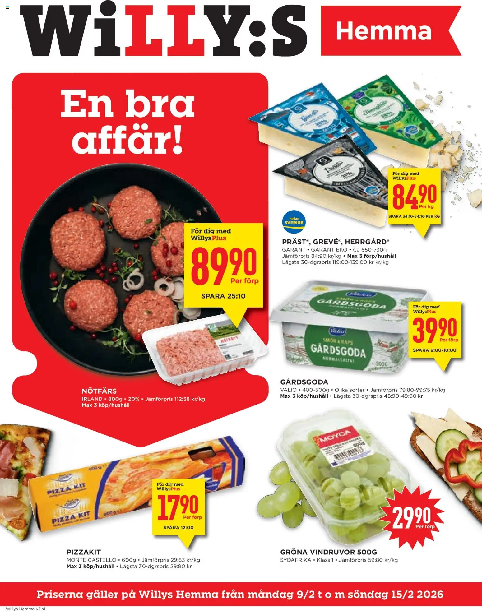 Förhandsgranska reklamblad Aktuella reklamblad Willys Hemma från butik Willys gäller från 09/02/2026