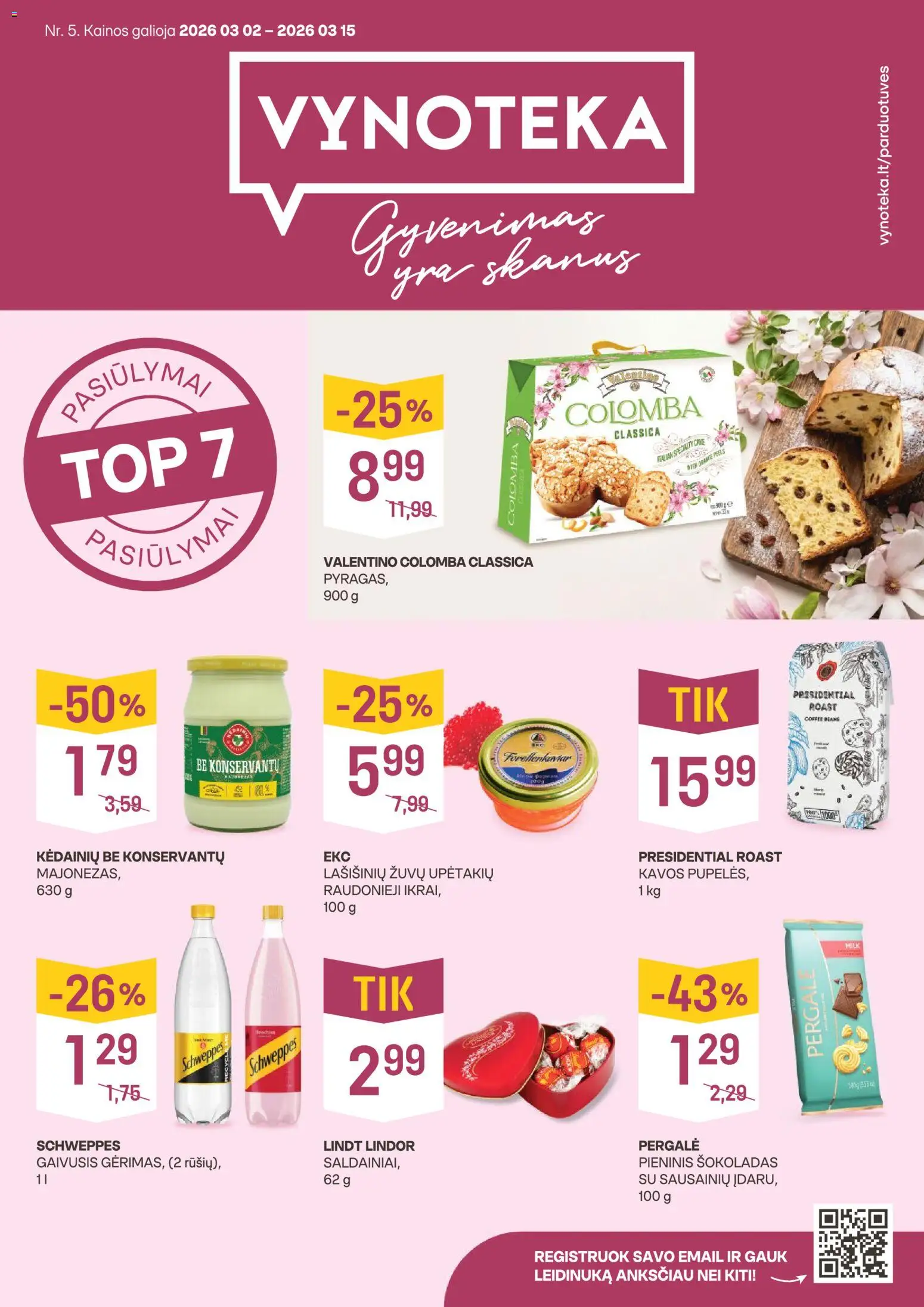 VYNOTEKA parduotuvės leidinio VYNOTEKA leidinys galiojančio nuo 2026.03.02 peržiūra