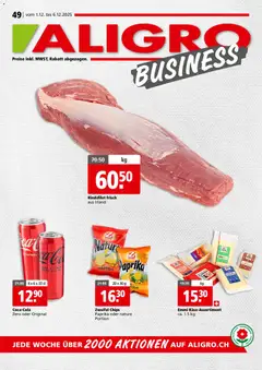 Vorschau des Merkblatts Aktionen Business Schlieren, Gossau SG, Frauenfeld, Rapperswil-Jona, Sargans, Bern, Brüttisellen, Pratteln, Emmen, Spreitenbach vom Shop Aligro gültig von 01.12.2025 bis 06.12.2025