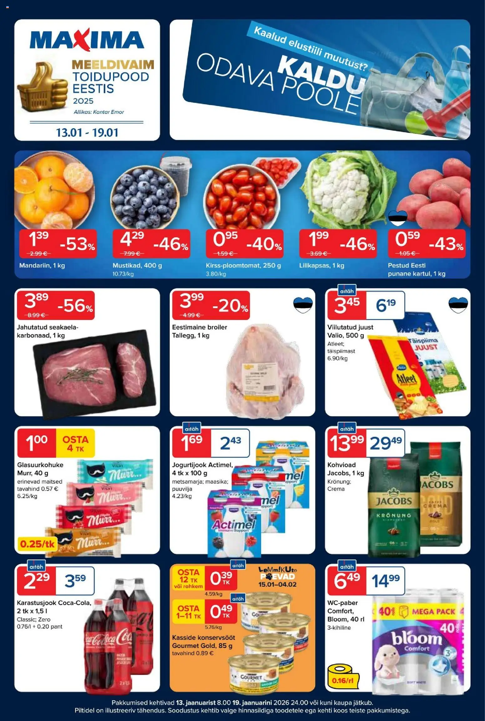 Maxima kliendilehe eelvaade alates 2026.01.13