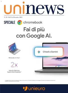 Anteprima dell'opuscolo Volantino Chromebook dal negozio Unieuro valido da 13/10/2025