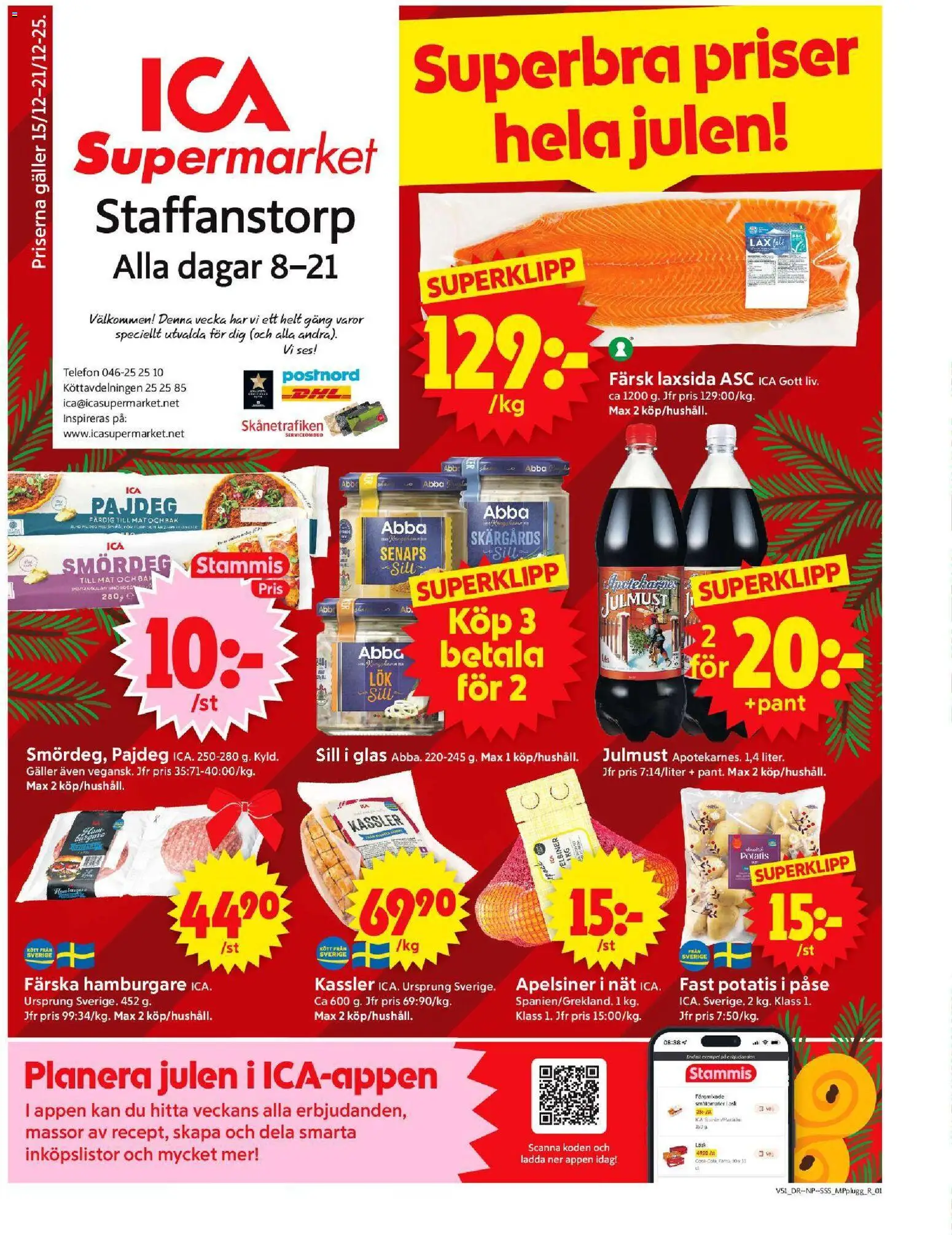 Förhandsgranska reklamblad Staffanstorp från butik ICA Supermarket gäller från 15/12/2025