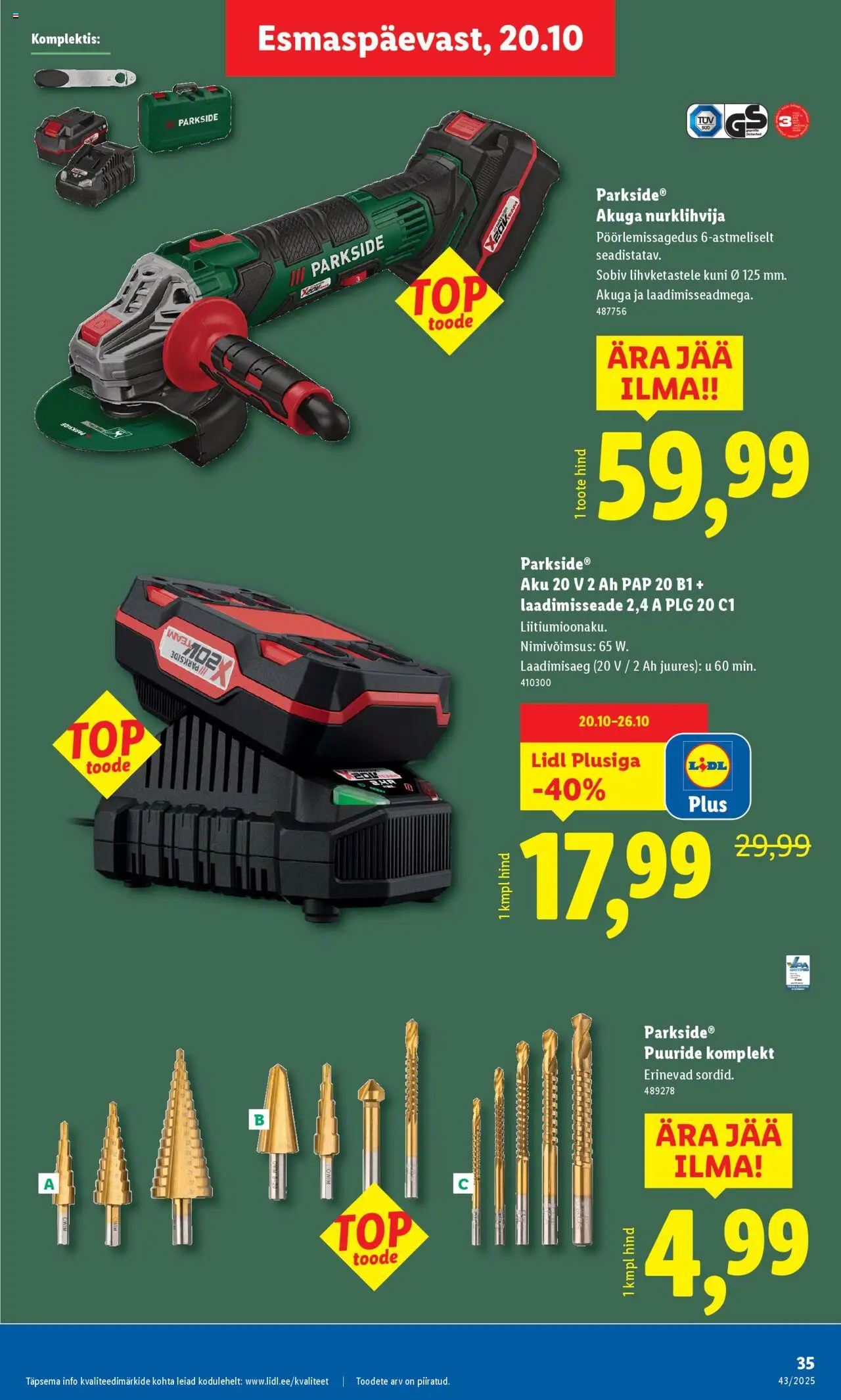 Lidl kliendilehe eelvaade alates 2025.10.20