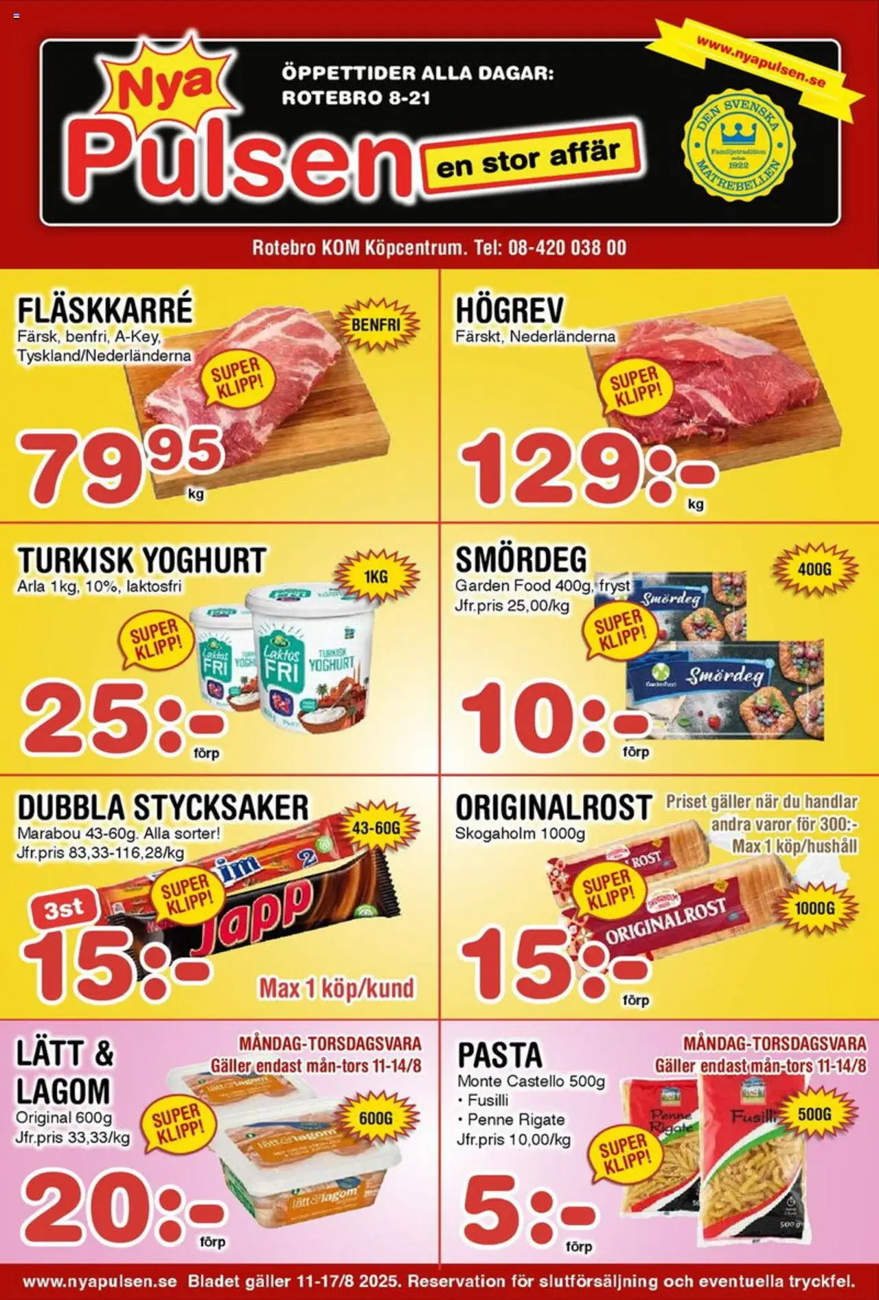 Aktuella reklamblad Nya Pulsen är giltig 11/08 2025 > Veckans Erbjudanden gäller från 11/08/2025 till 17/08/2025 sidnummer 1