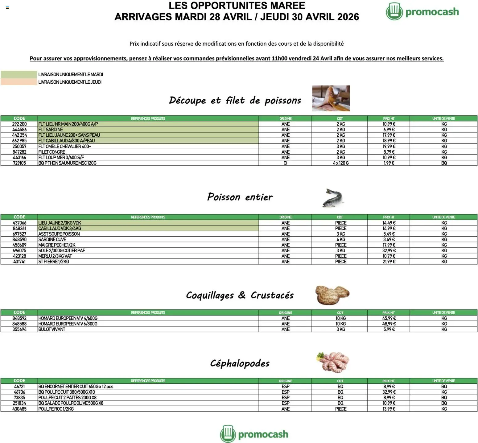 Prévisualisation de Promocash Opportunités Marée du magasin Promocash formulaire valide 28/04/2026