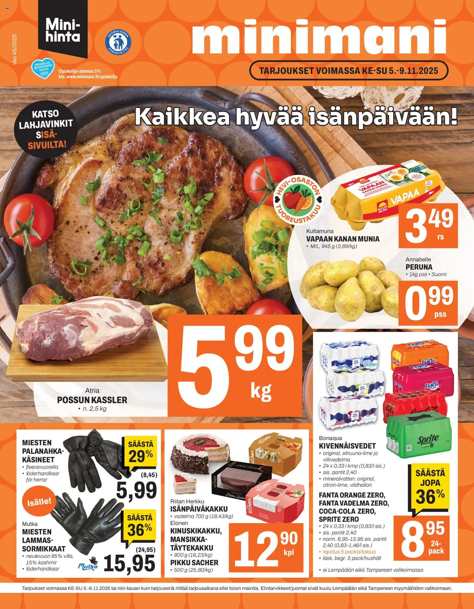 Kaupan Minimani Tarjoukset esikatselu, voimassa 05/11/2025 - Peruna, Vadelma, Fanta, Sprite, Käsineet