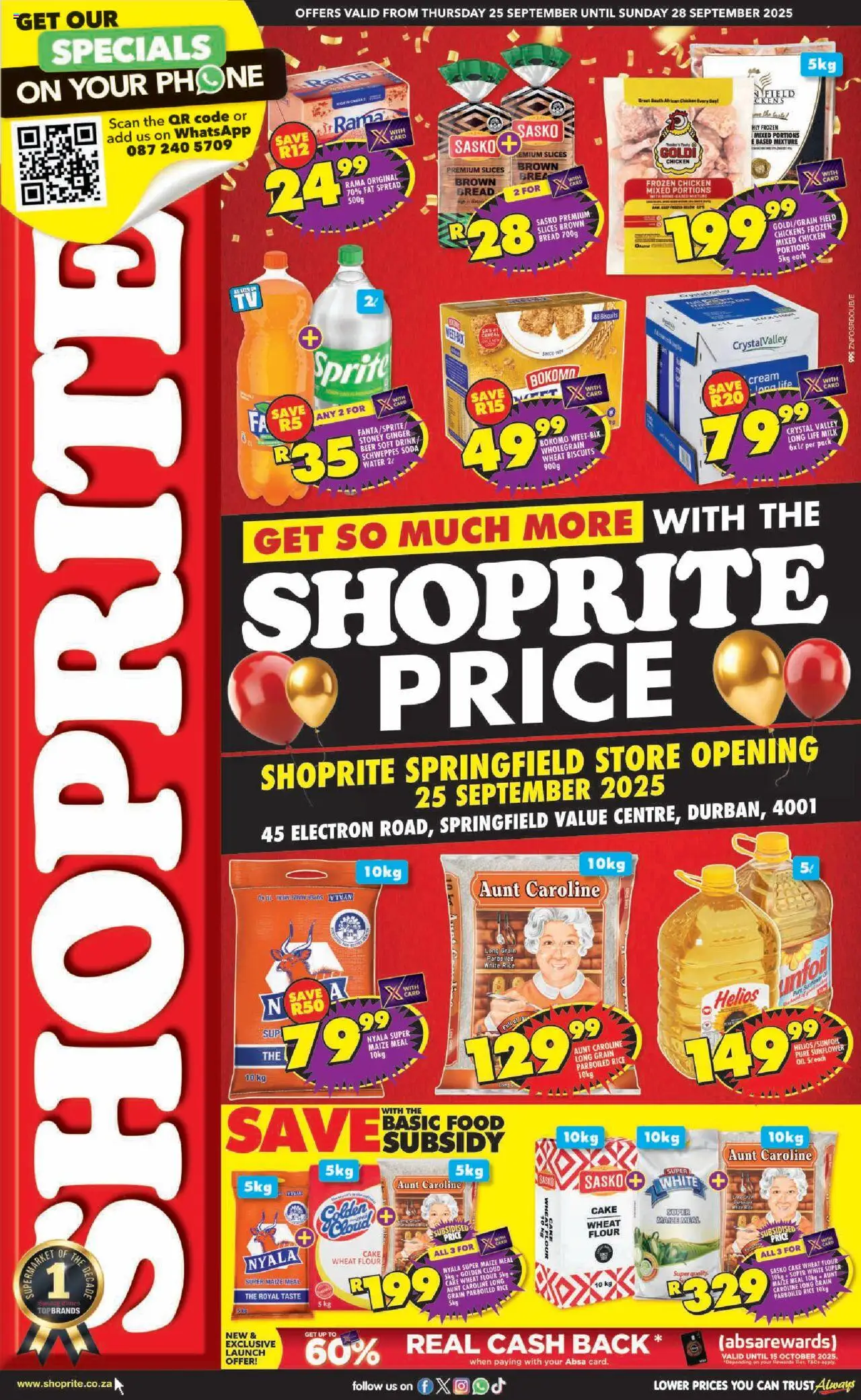 Shoprite KwaZulu-Natal - Shoprite Price Grand Opening Springfield 25/09 - 28/09/2025 >> Catalogue