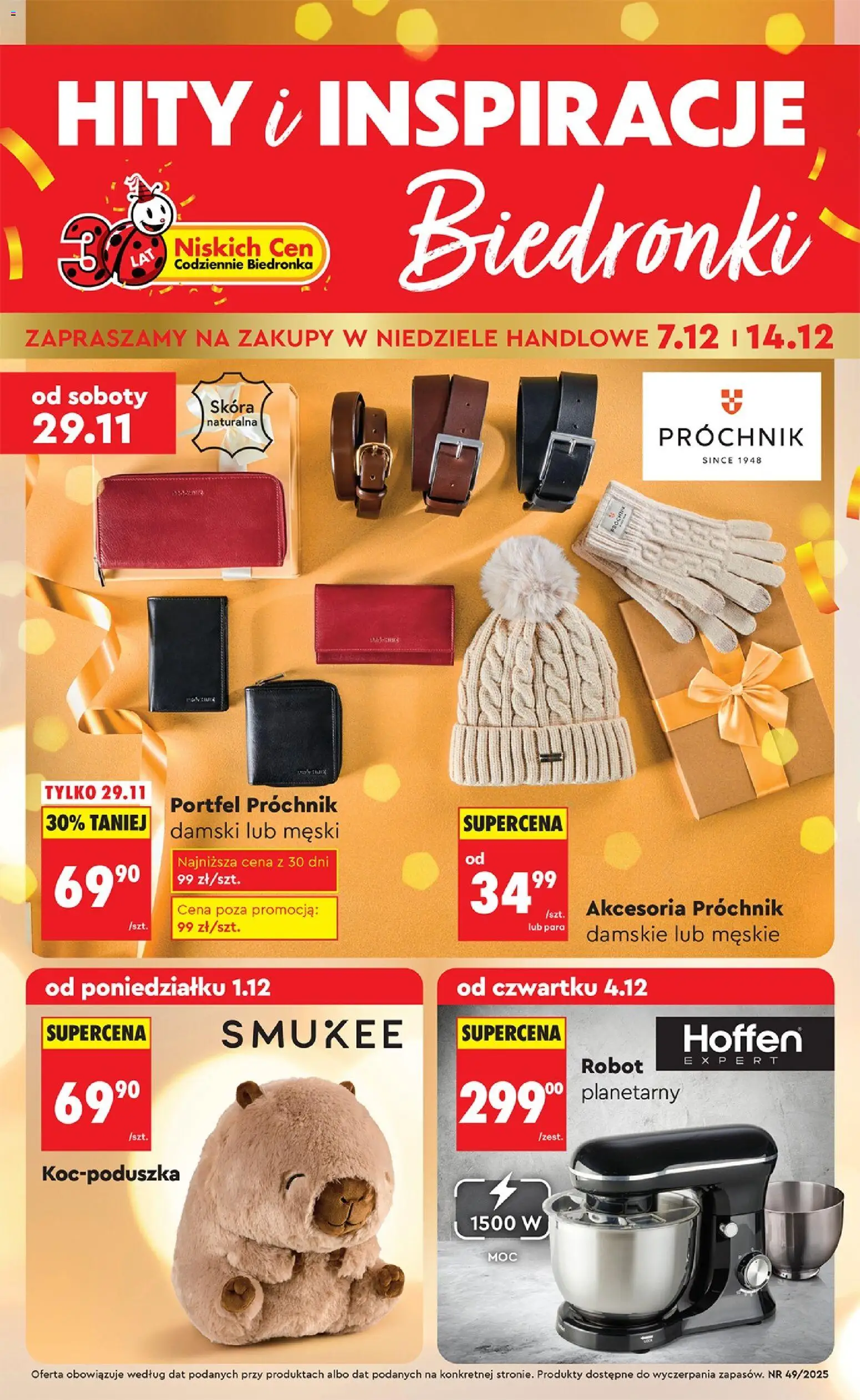 Pogląd gazetki "Hity i inspiracje" ze sklepu Biedronka ważnej od 29.11.2025