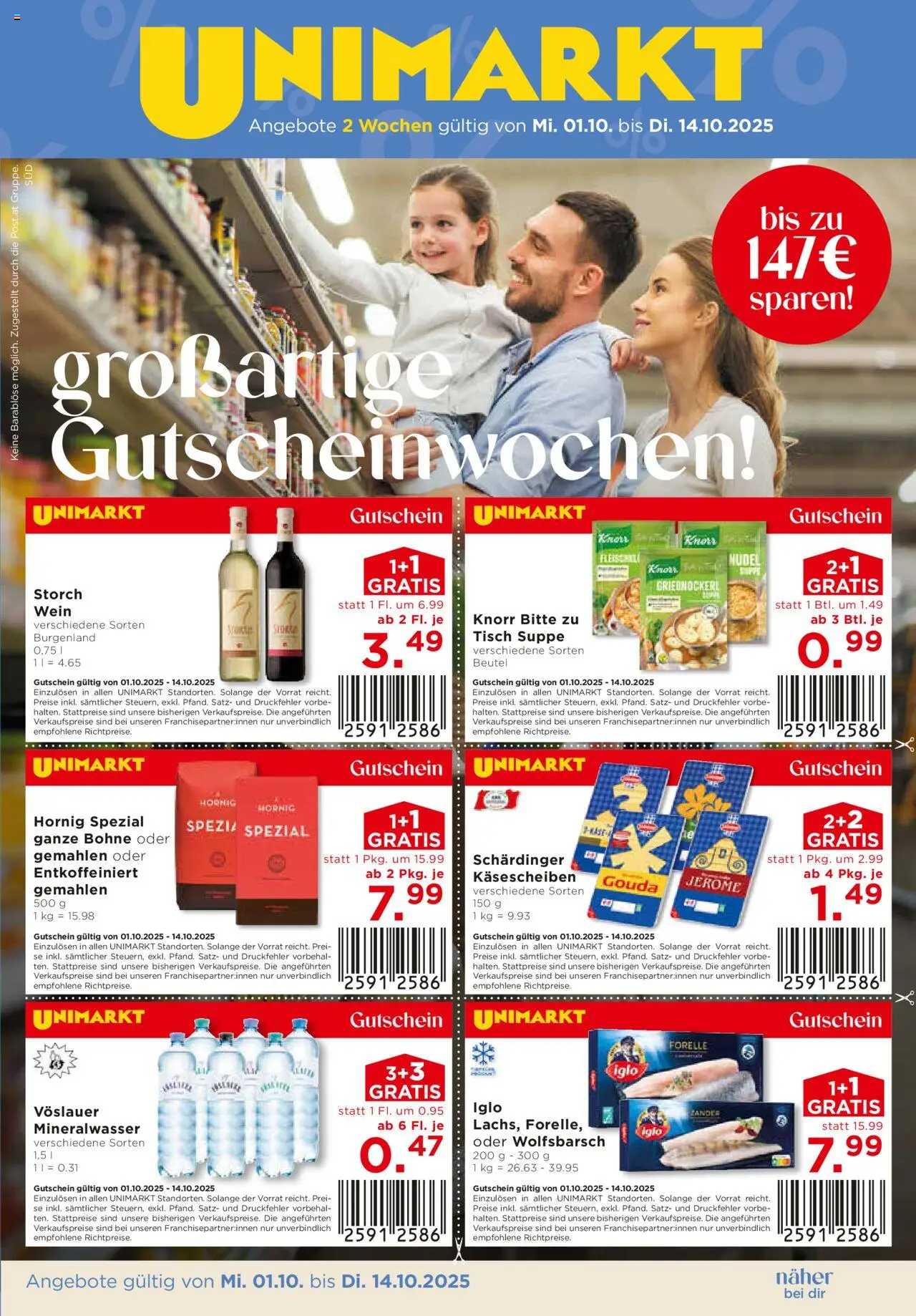  Unimarkt Flugblatt ab (01.10.2025 - 14.10.2025) - Seite 1
