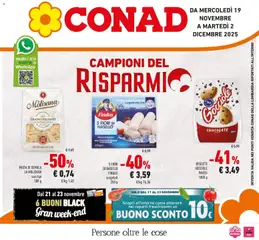 Anteprima dell'opuscolo Campioni del risparmio dal negozio Conad valido da 19/11/2025