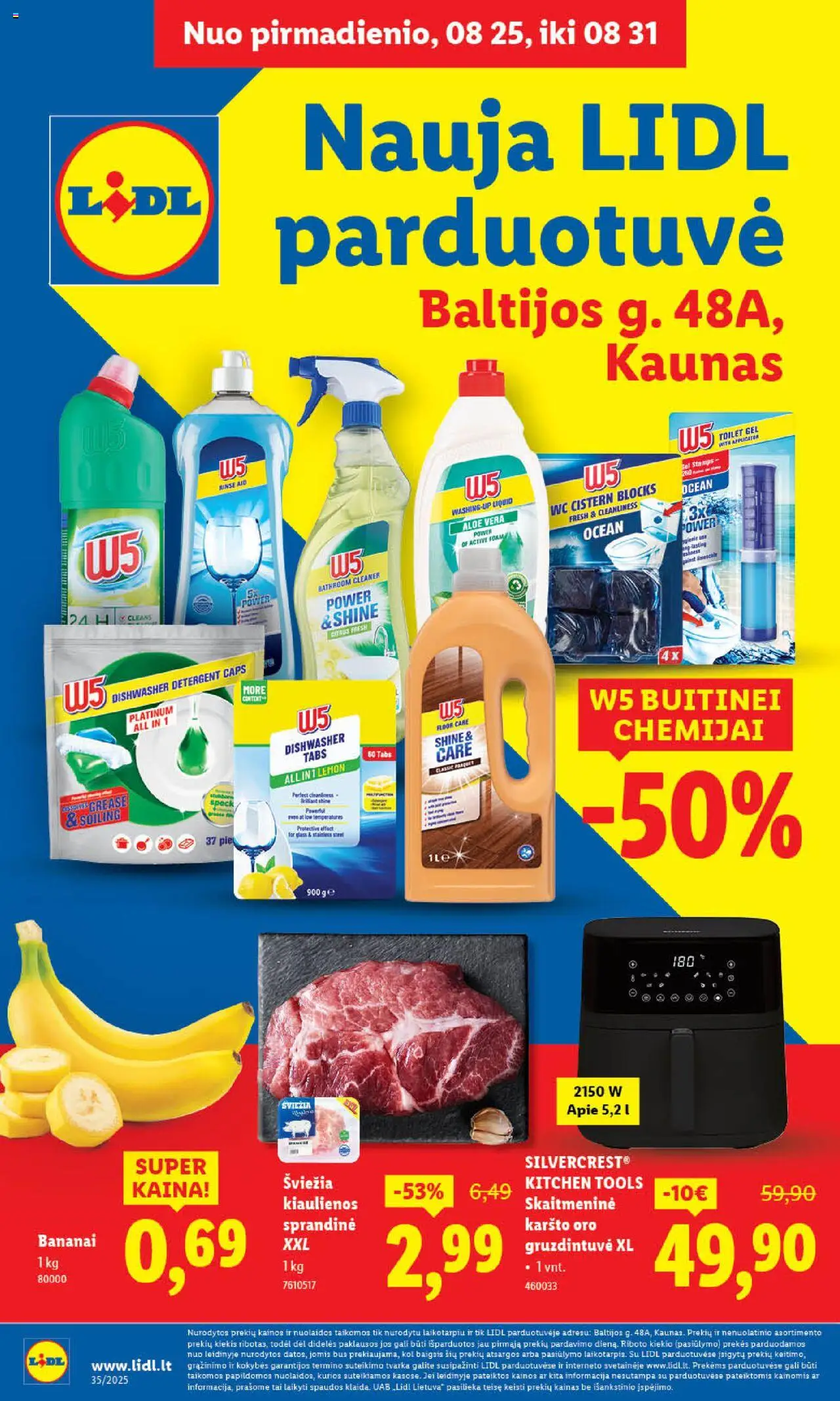 LIDL leidinys galioja nuo 2025.08.25 – puslapio numeris 1 - Wc, Bananai, Kiaulienos
