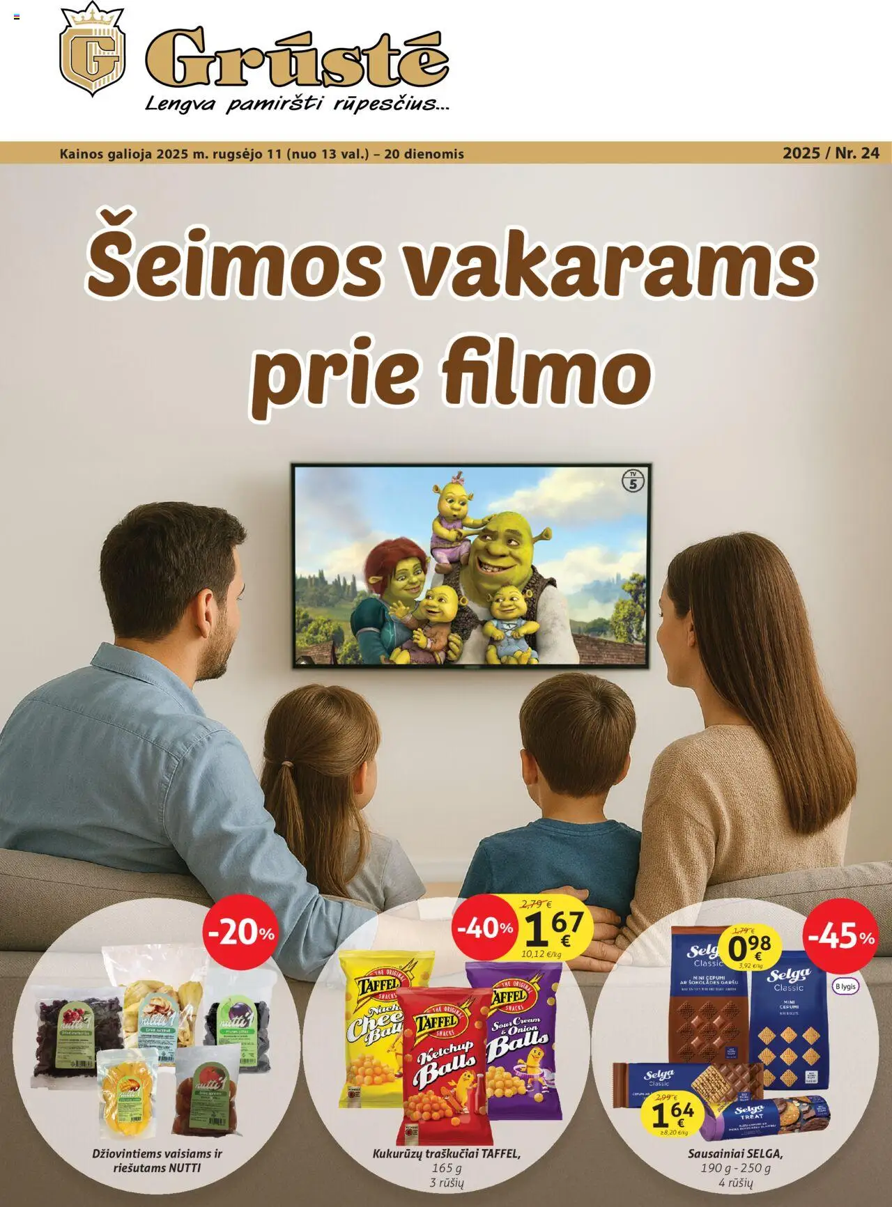 GRUSTE leidinys galioja nuo 2025.09.11 – puslapio numeris 1 - Sausainiai, Traškučiai