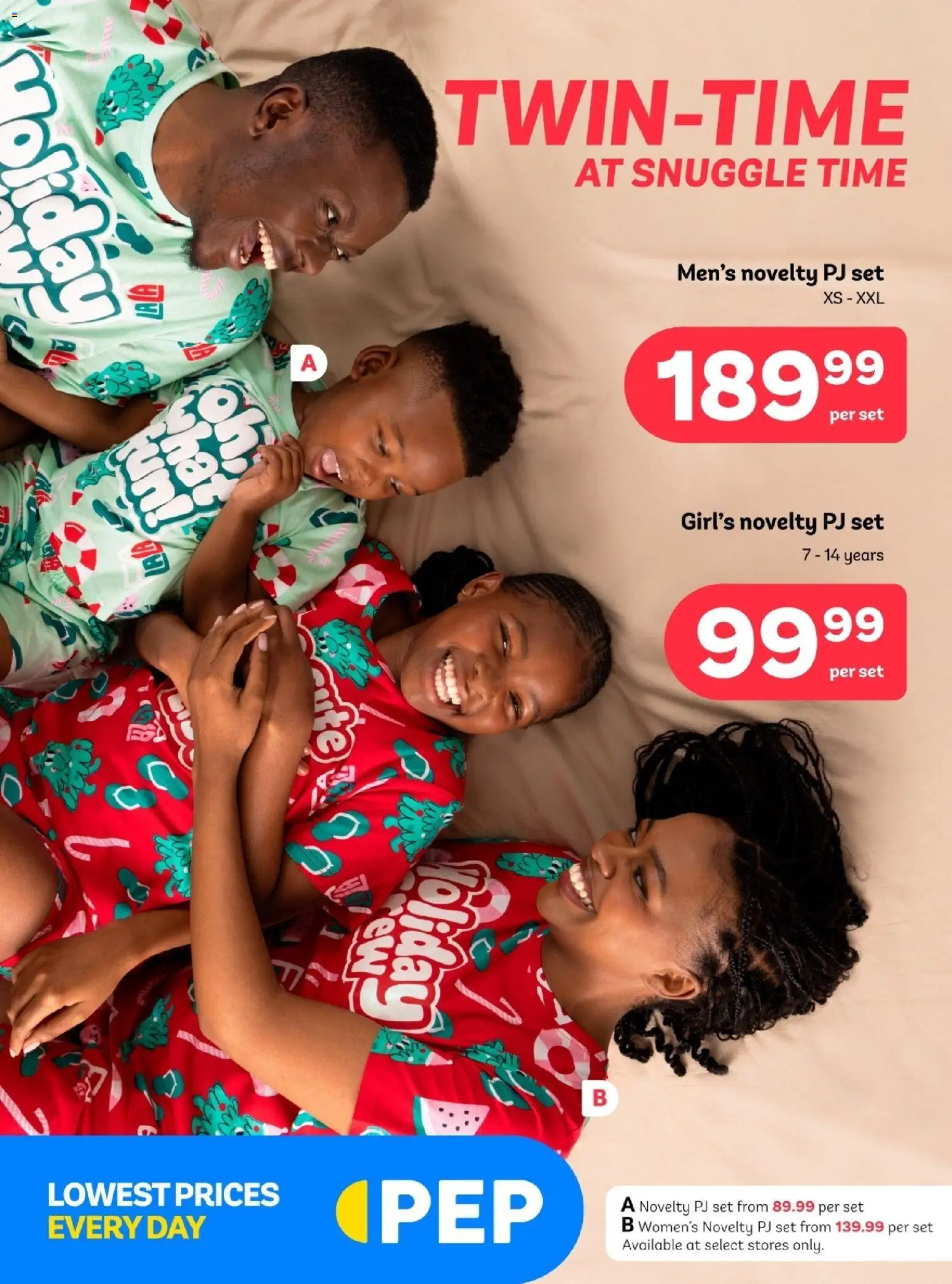 PEP Stores Family Christmas Pyjamas November from 24/10 - 24/11/2025 > Promotions