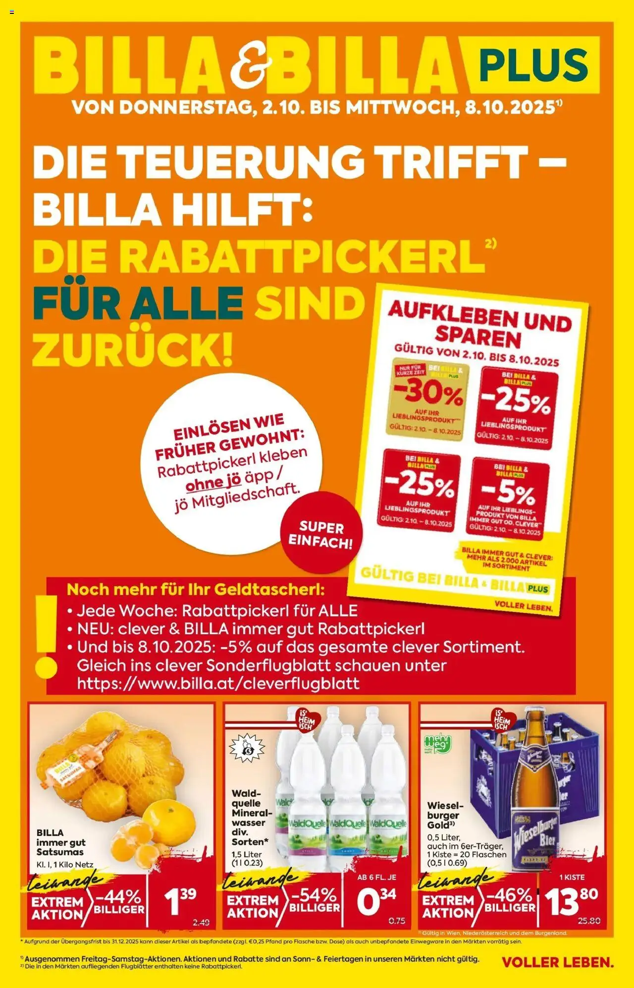  BILLA Flugblatt ab 02.10.2025 vorschau >> Moedling, Scheibbs, Schwadorf - Seite 1