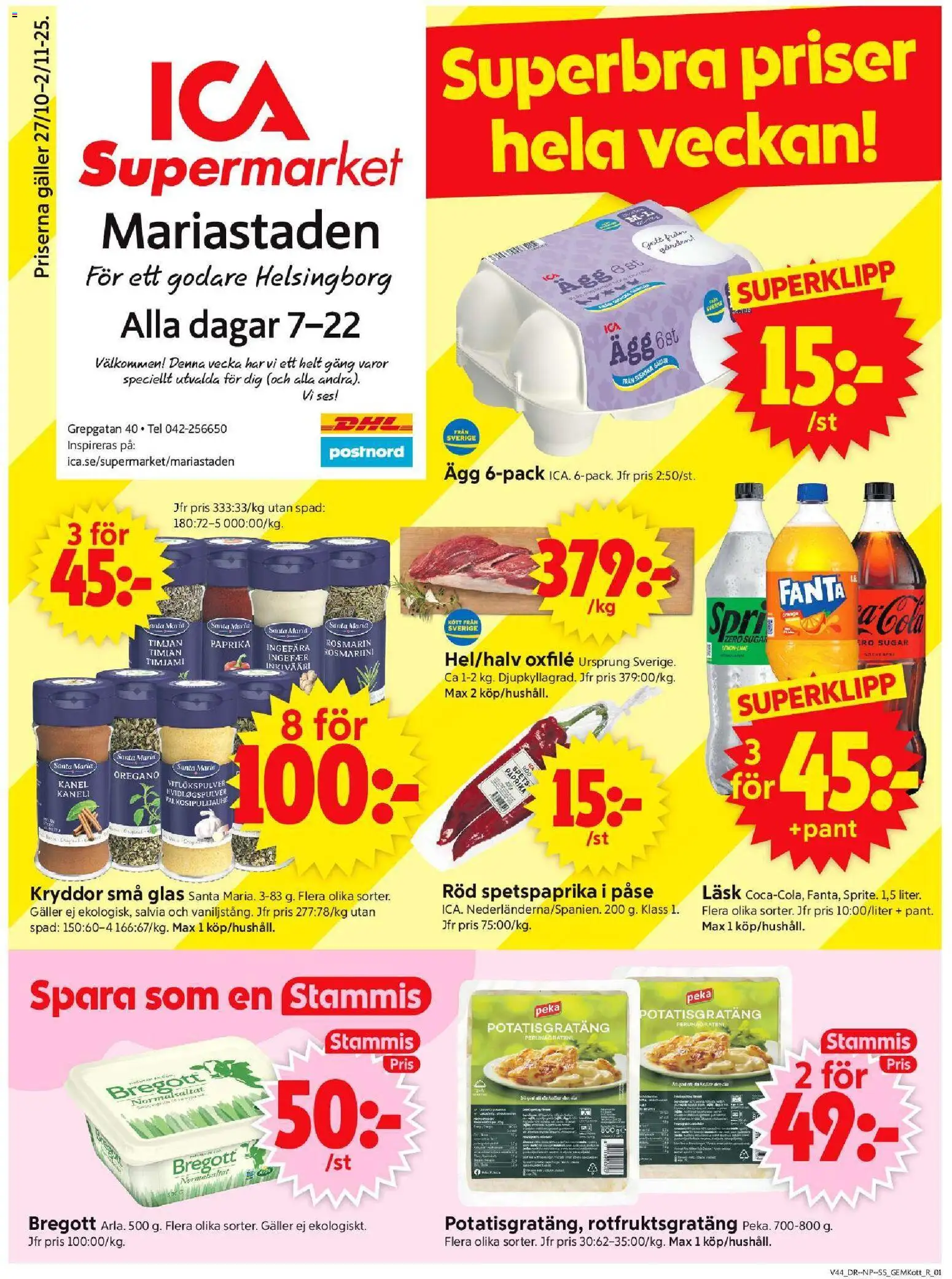 Förhandsgranska reklamblad Helsingborg från butik ICA Supermarket gäller från 27/10/2025