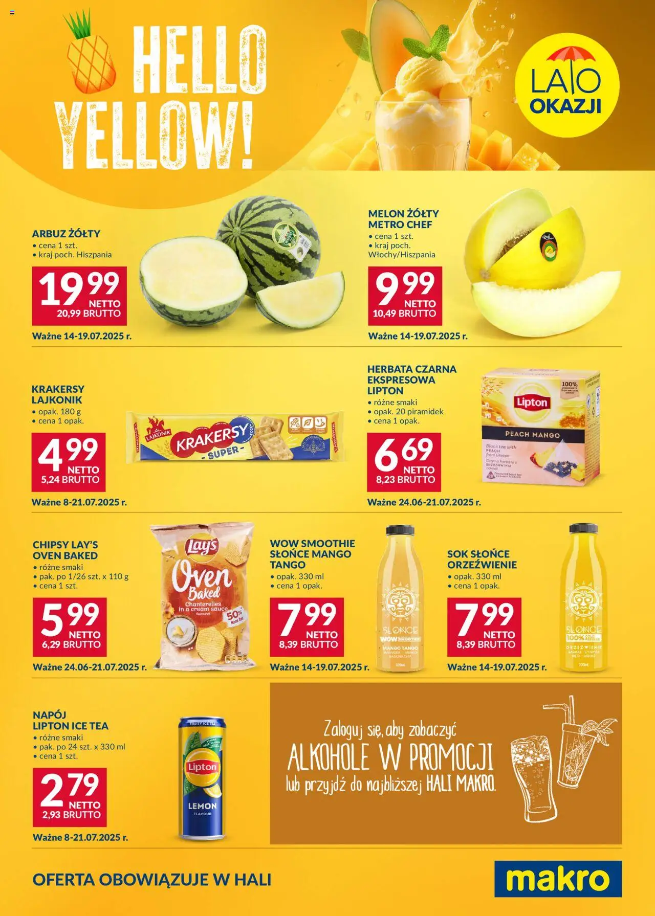 Makro Festiwal kolorów od 14.07.2025 - Nowa Gazetka - Numer strony 1 - Melon, Chipsy, Brzoskwinia, Arbuz, Ice Tea, Herbata czarna, Czarna herbata, Melon żółty