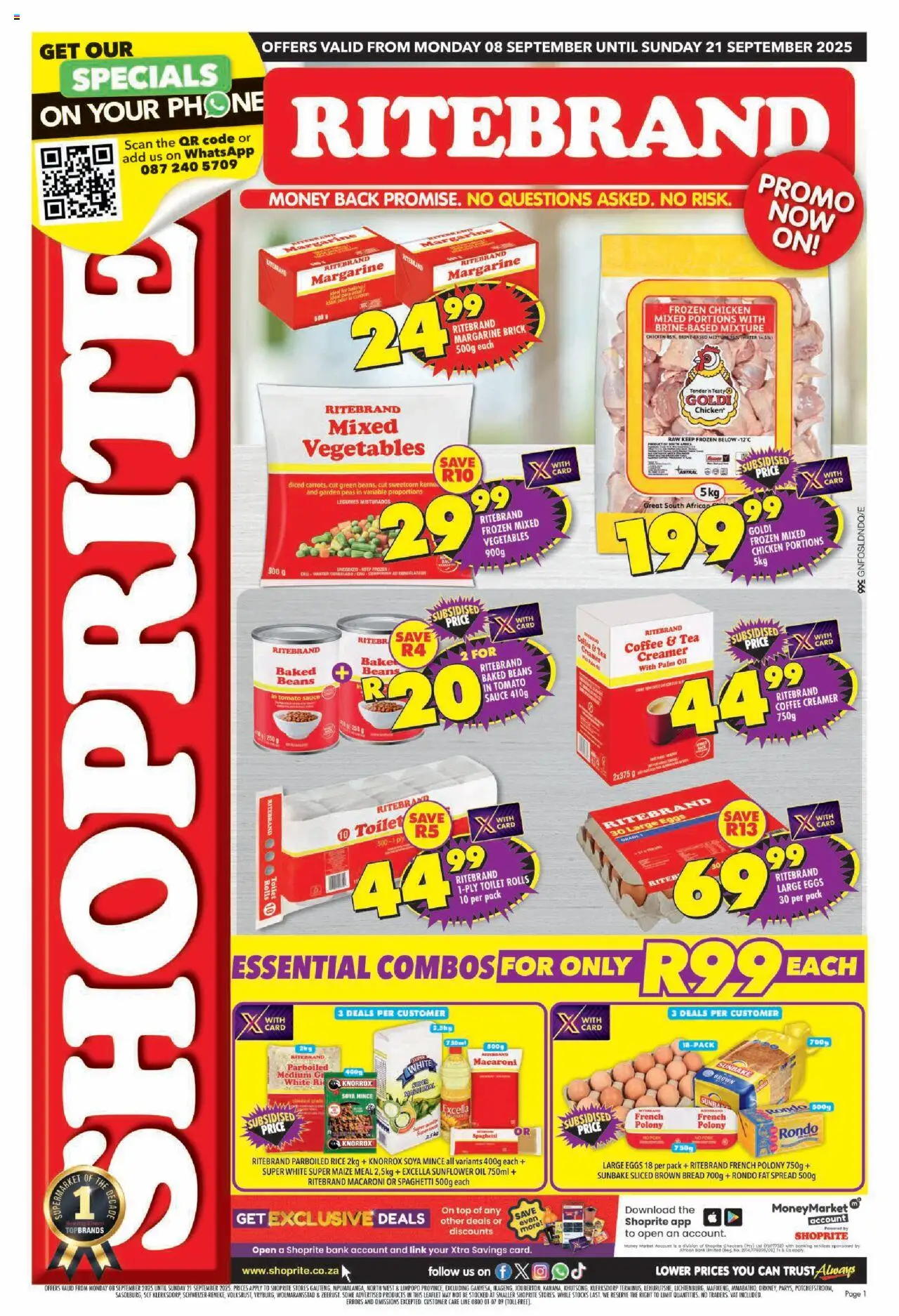 Shoprite Gauteng - Ritebrand Savings 08/09 - 21/09/2025 >> Catalogue