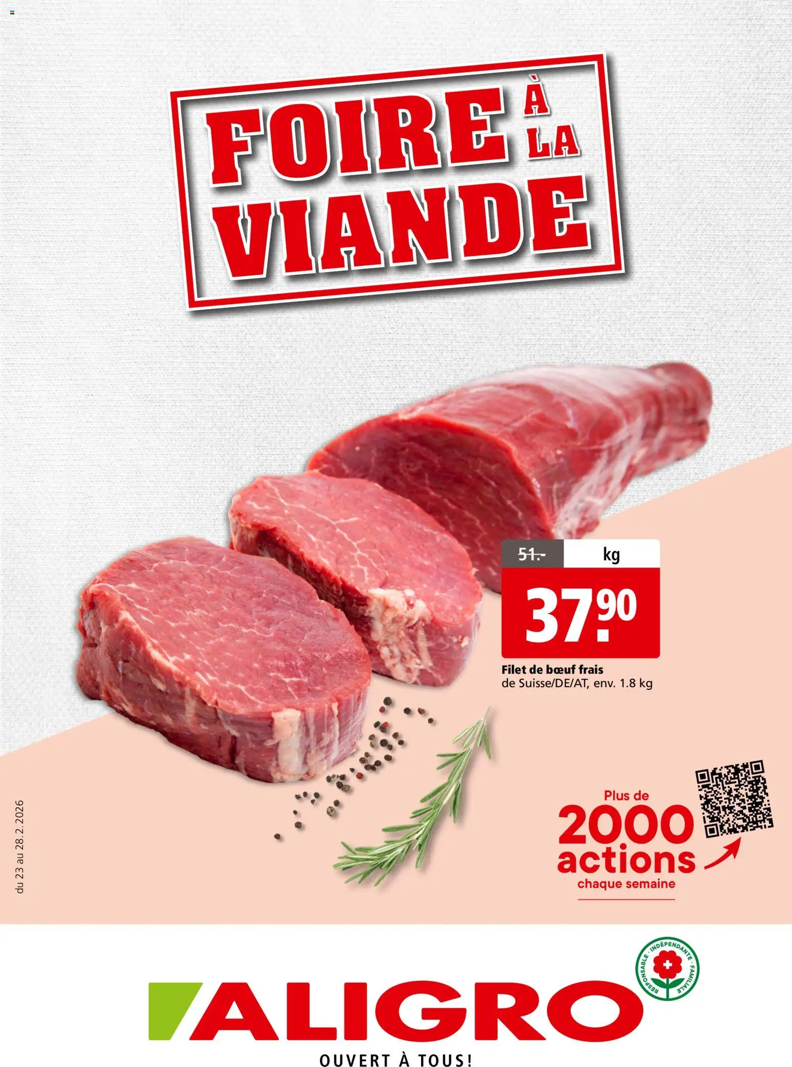 Vorschau des Merkblatts Aktionen Foire à la Viande Chavannes, Matran, Genève, Sion vom Shop Aligro gültig von 23.08.2026 bis 28.08.2026