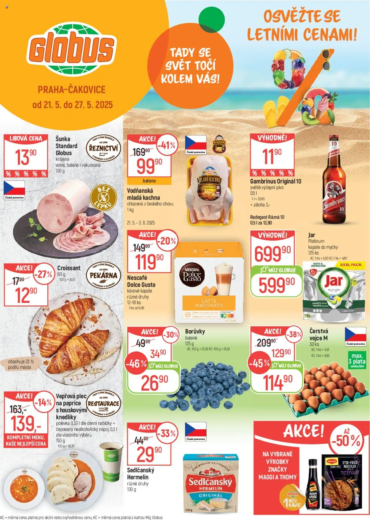  Globus leták od 21.05.2025 >> Akční nabídka "Leták" - Sova, Vepřová plec, Gambrinus, Kapsle do myčky, Kapsle, Sedlčanský Hermelín, Jar kapsle, Vejce M
