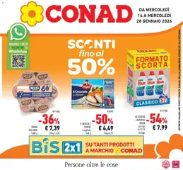 Anteprima dell'opuscolo Sconti fino al 50% dal negozio Conad valido da 14/01/2026