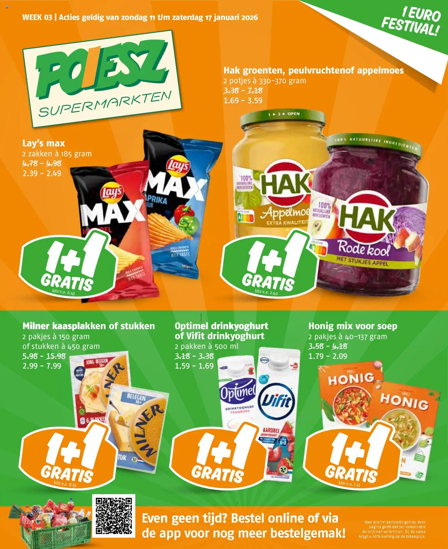 Voorbeeld van Folder week 3 van winkel Poiesz geldig vanaf 11-01-2026 - Appel, Aardbei, Kan, Kool, Appelmoes