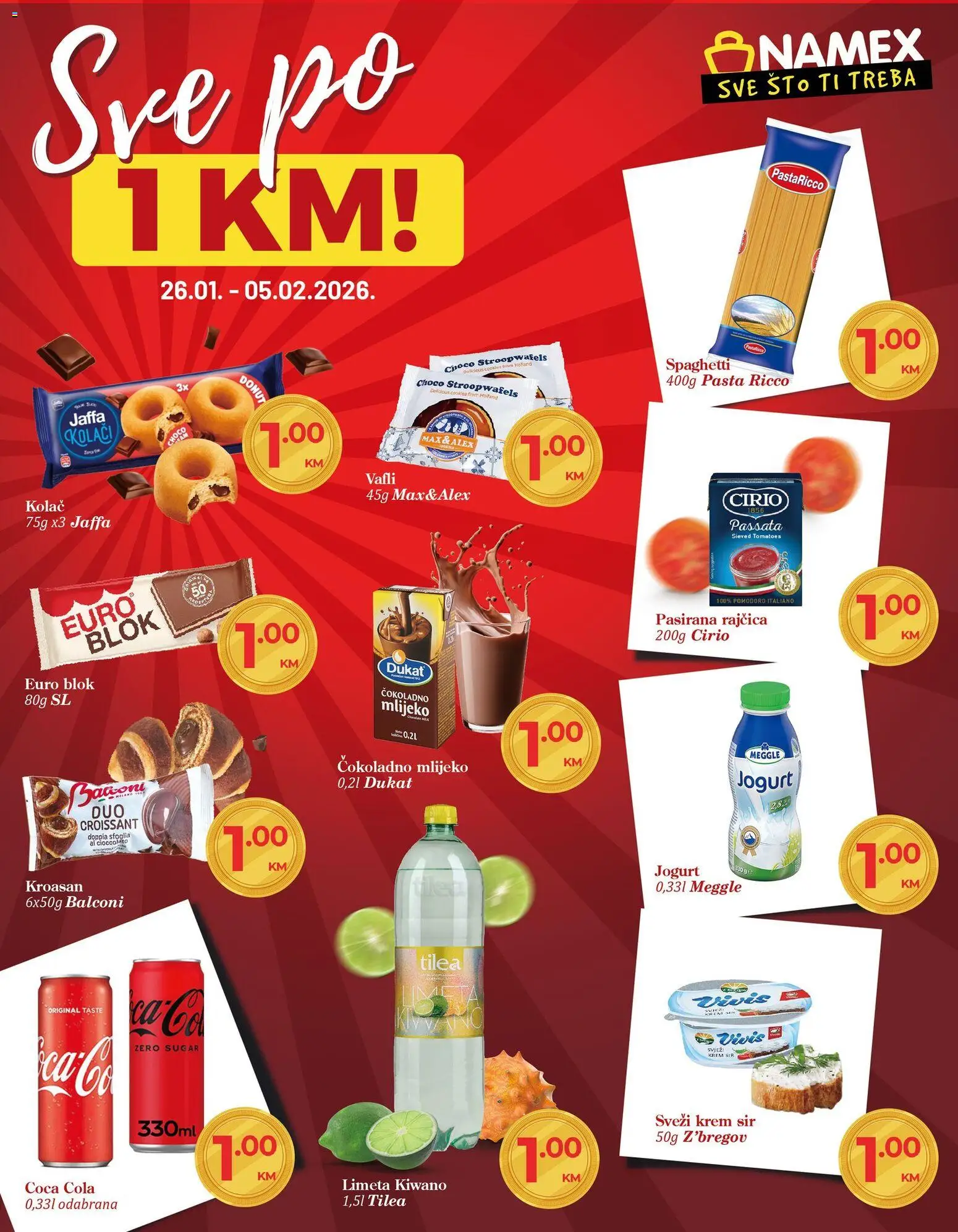 Pregled letka Sve po 1,00KM! trgovine Namex vrijedi od 26.01.2026.