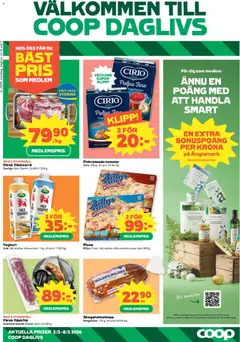 Förhandsgranska reklamblad Aktuella reklamblad Coop Daglivs från butik Coop Daglivs gäller från 02/02/2026