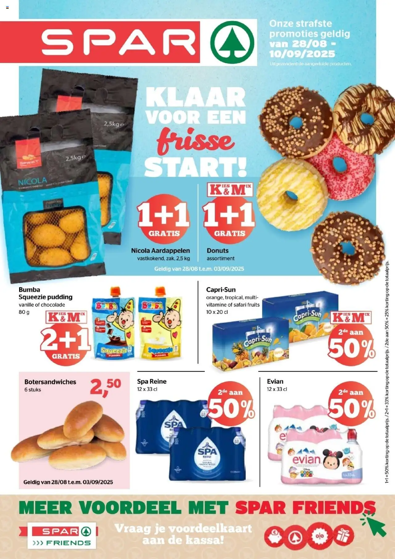 Spar Express shop Folder week 35- 36 geldig vanaf 28/08/2025 - Paginanummer 1 - Donuts, Chocolade, Aardappelen, Pudding, Vanille