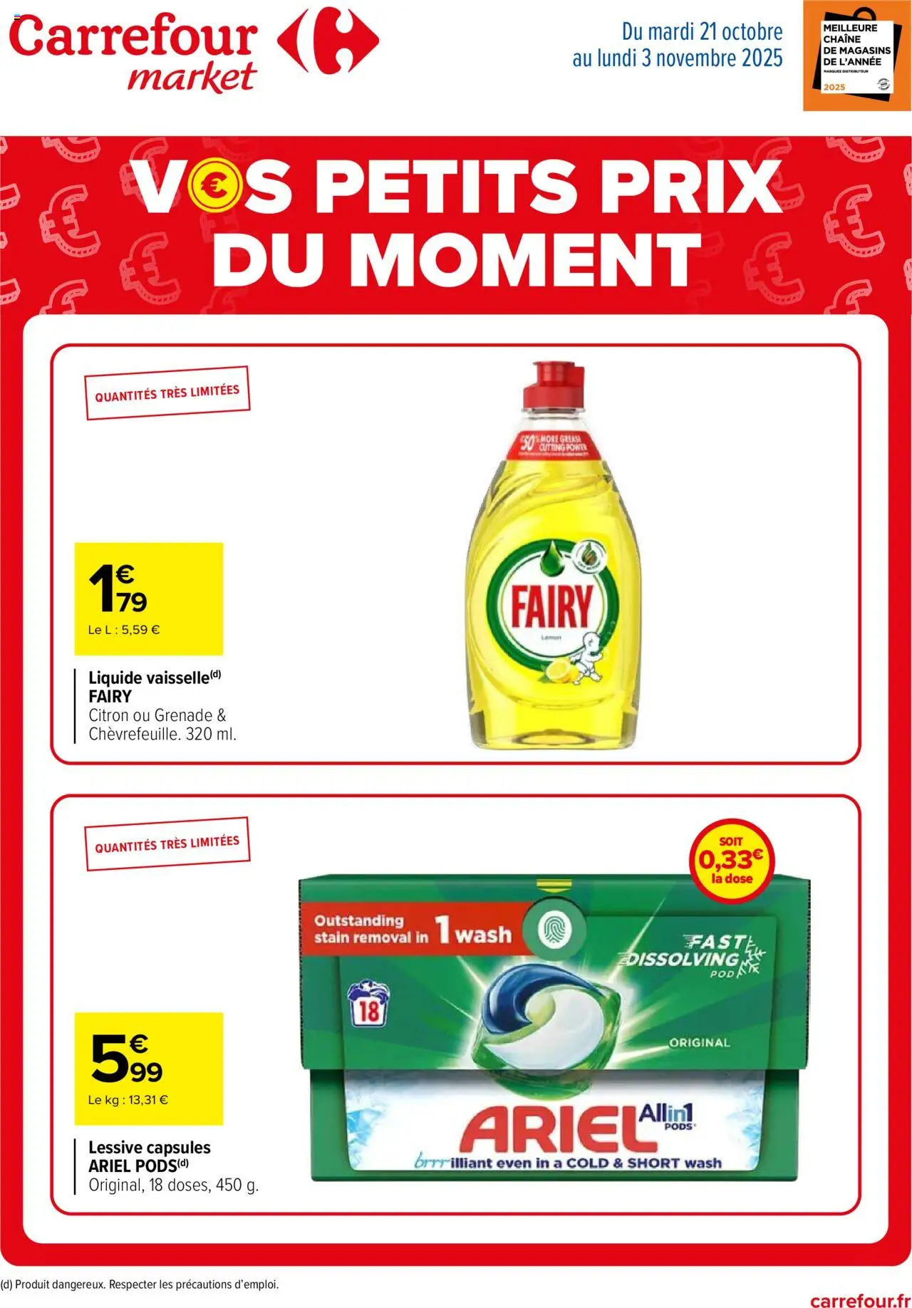 Catalogue Vos petits prix du moment de la boutique Carrefour Market valable du 21/10/2025 - Page numéro 1