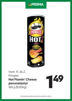 Kaupan Prisma Tarjoukset Pringles Hot Flamin’ Cheese esikatselu, voimassa 11/02/2026