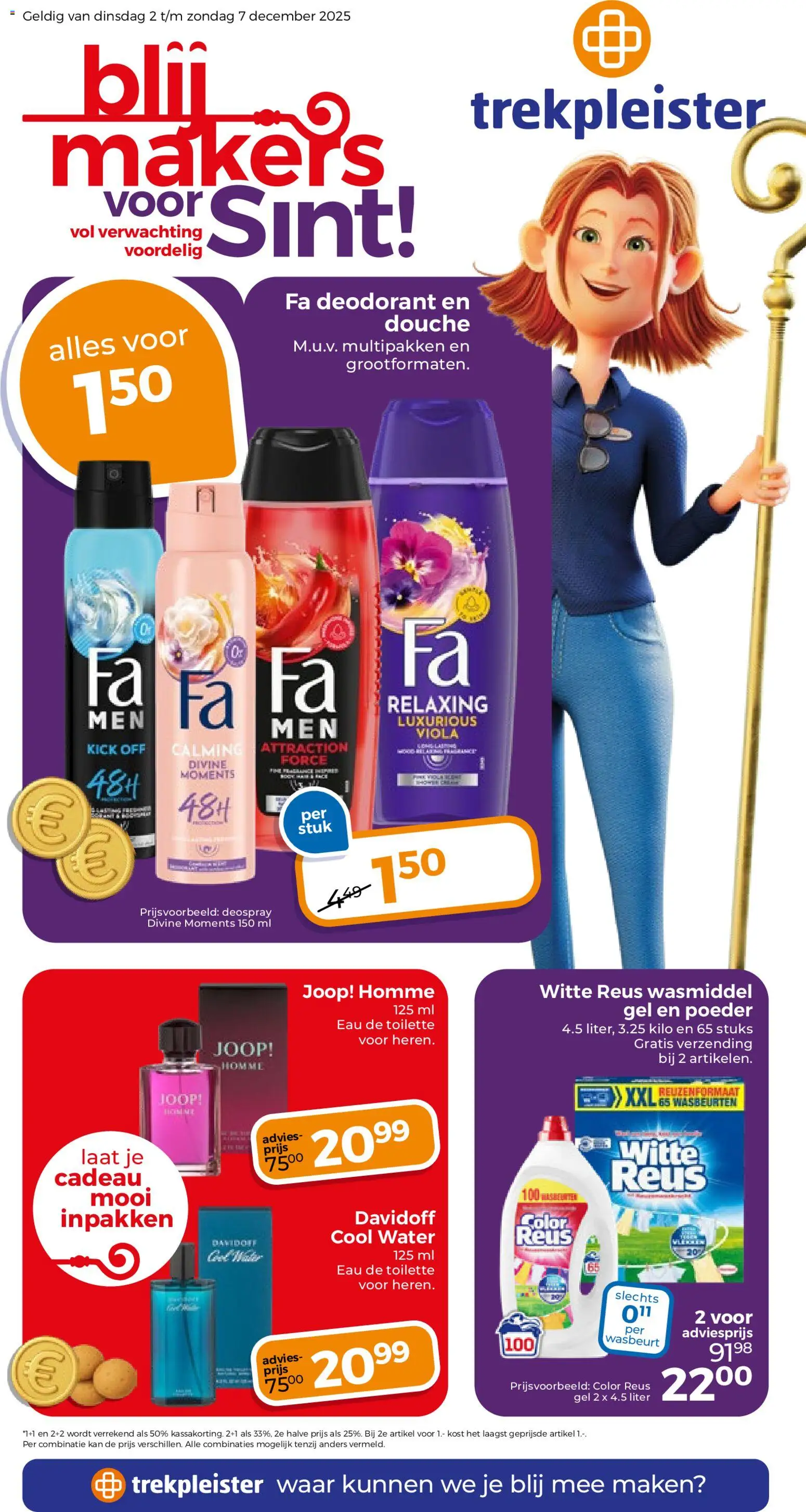 Voorbeeld van Folder van winkel Trekpleister geldig vanaf 02-12-2025 - Water, Douche, Deodorant, Wasmiddel, Kan, Eau de toilette, Gel, Poeder