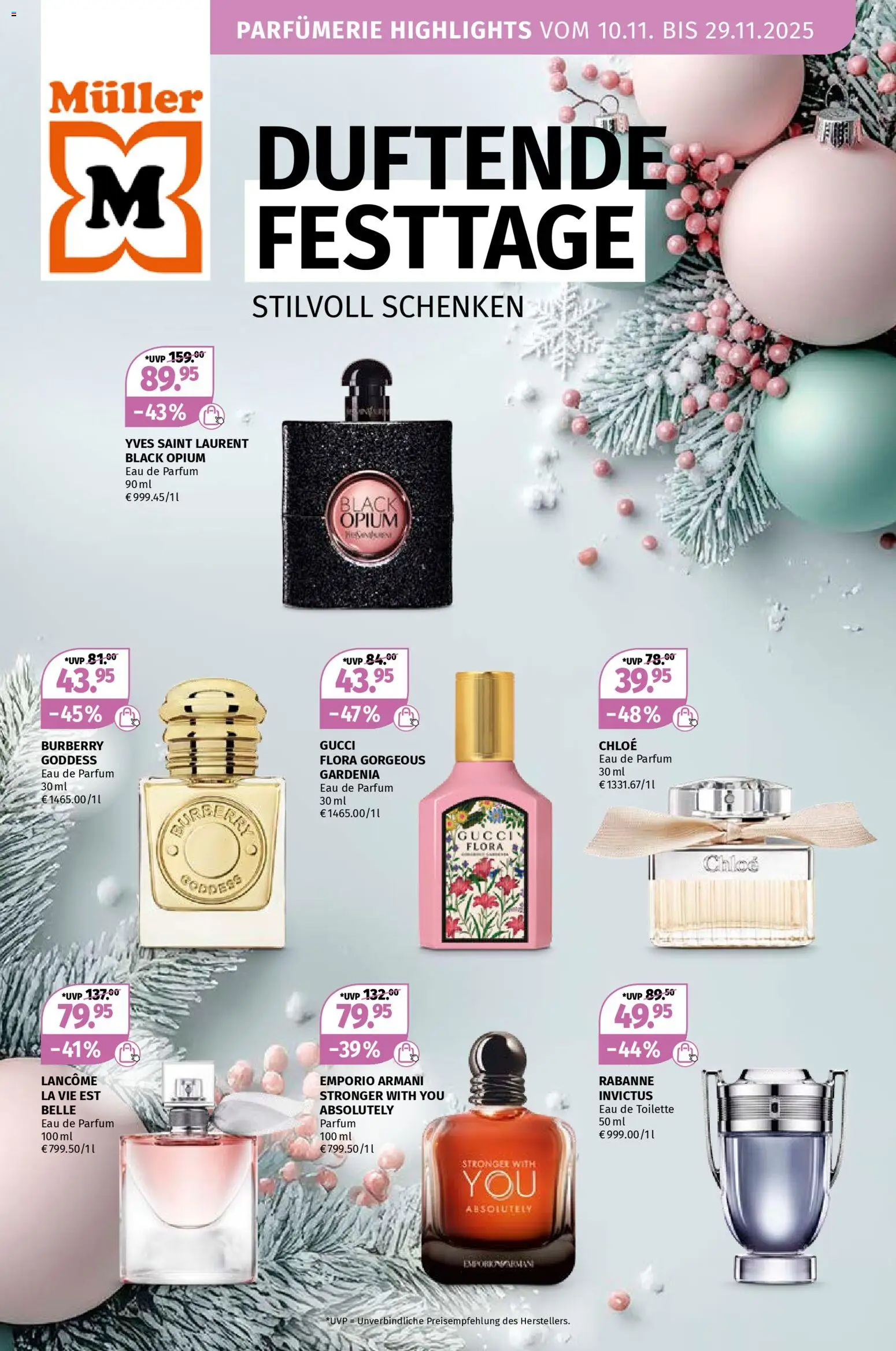 Vorschau der Angebote: Müller Parfümerie Angebote gültig ab 10.11.2025 - Toilette, Parfüm, Eau de Toilette