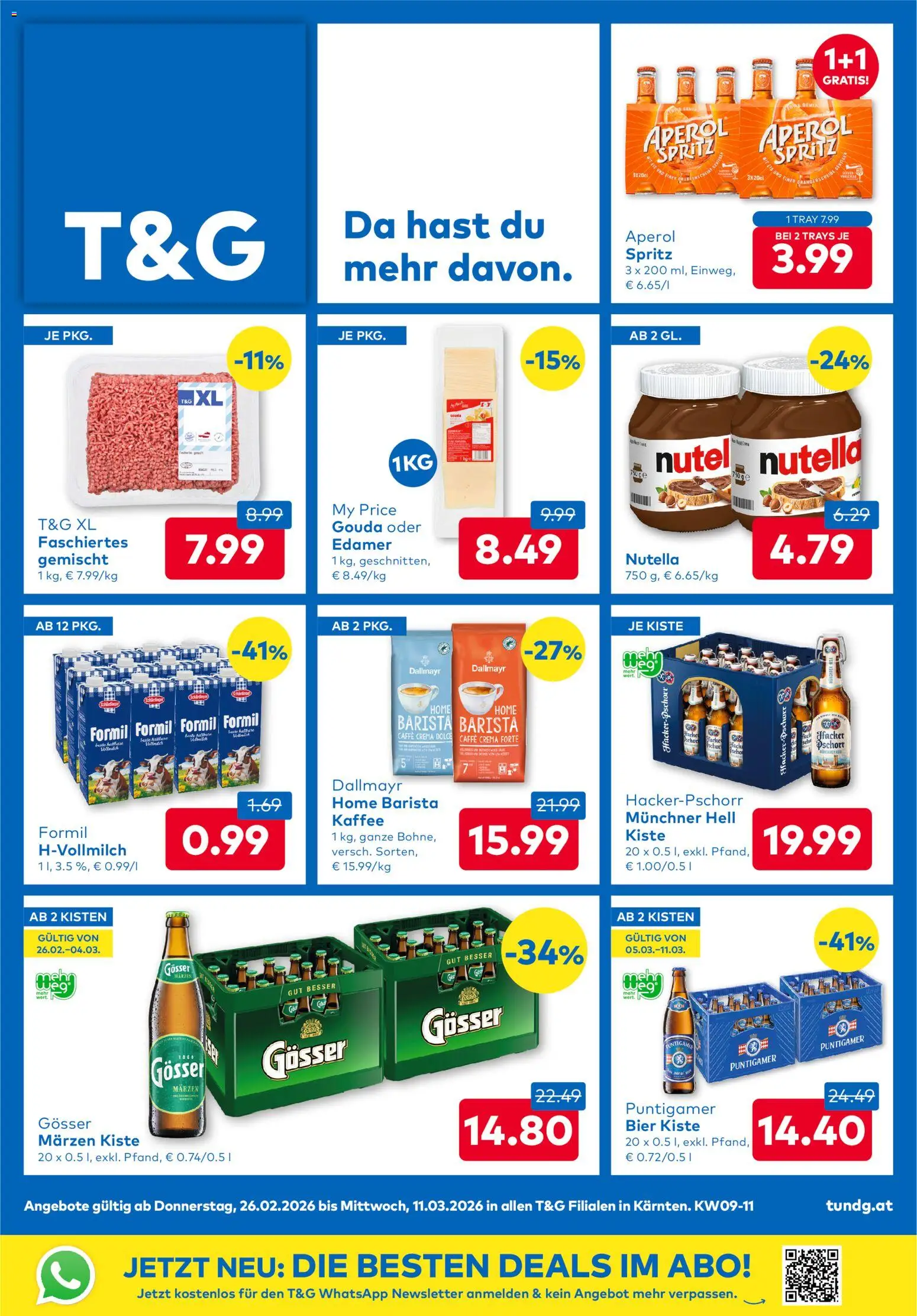Vorschau der Angebote: T&G Kärnten gültig ab 26.02.2026 - Eis, Kaffee, Bier, Aperol, Nutella