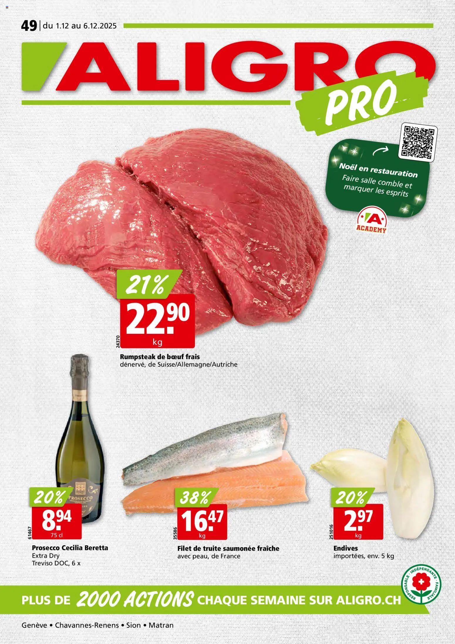 Vorschau des Merkblatts Aktionen Chavannes, Matran, Genève, Sion vom Shop Aligro gültig von 01.12.2025 bis 06.12.2025