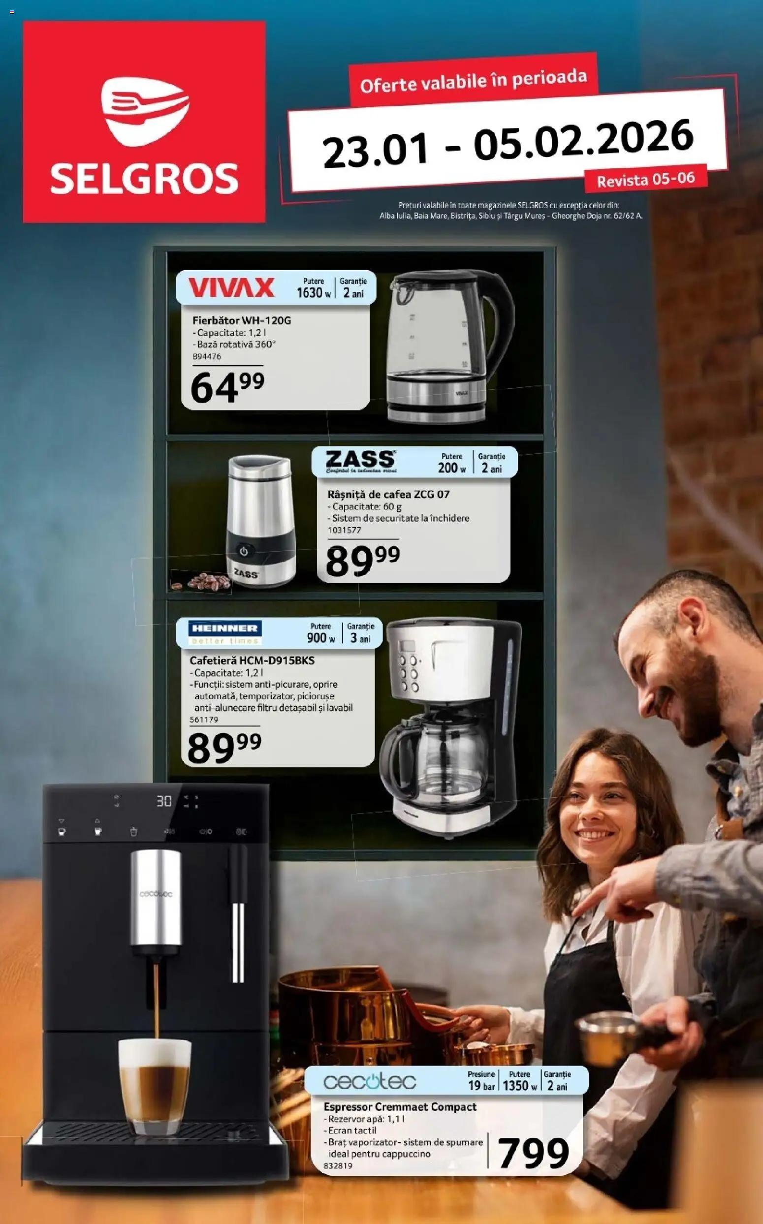 Previzualizarea de cataloage: Selgros Catalog - Nonfood valabil de la 23.01.2026 - Apă, Cafea, Cappuccino, Espressor, Alba, Cafetieră