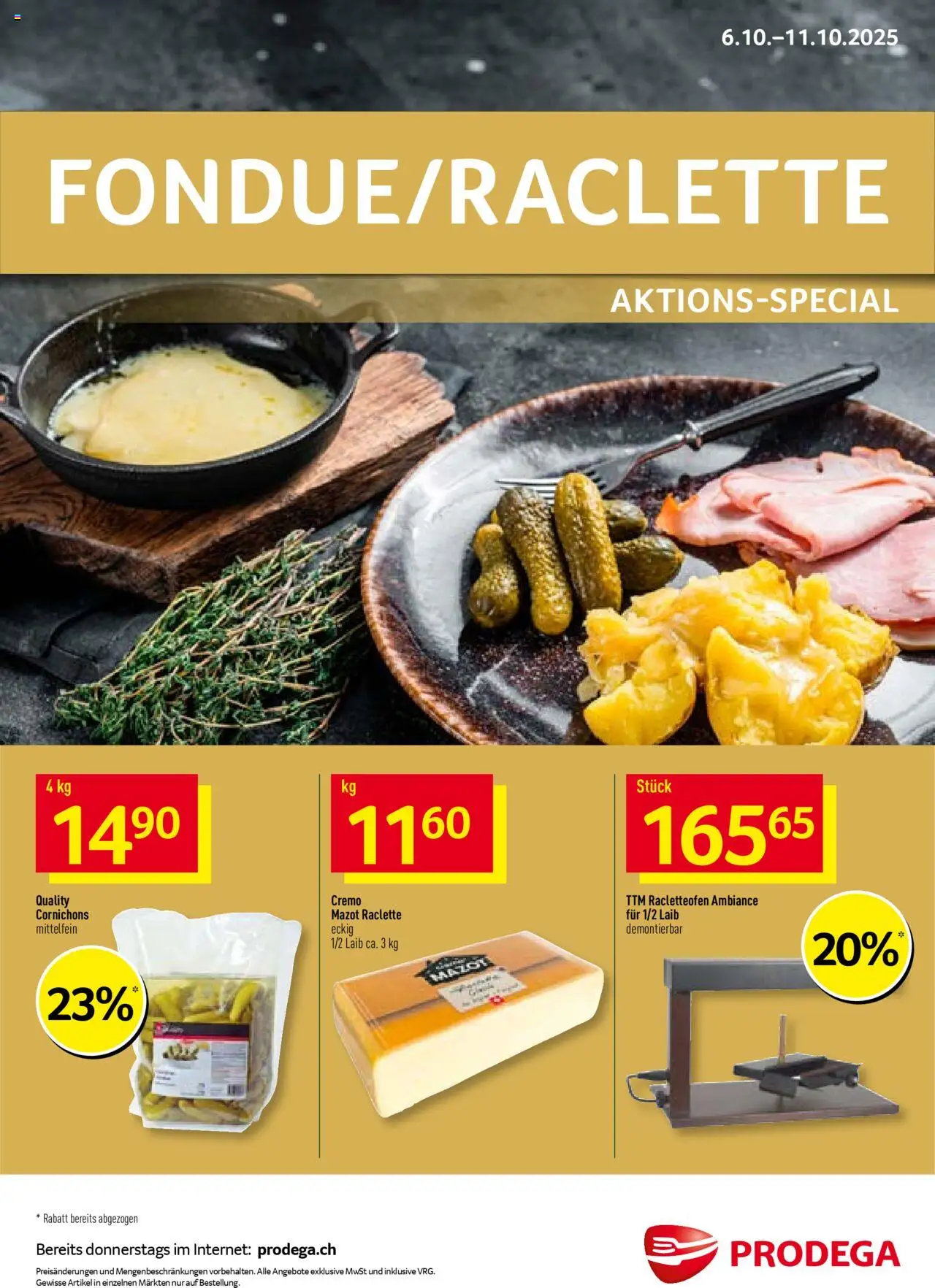 Prodega Aktionen Fondue/Raclette ab 06.10.2025 - Seitennummer 1