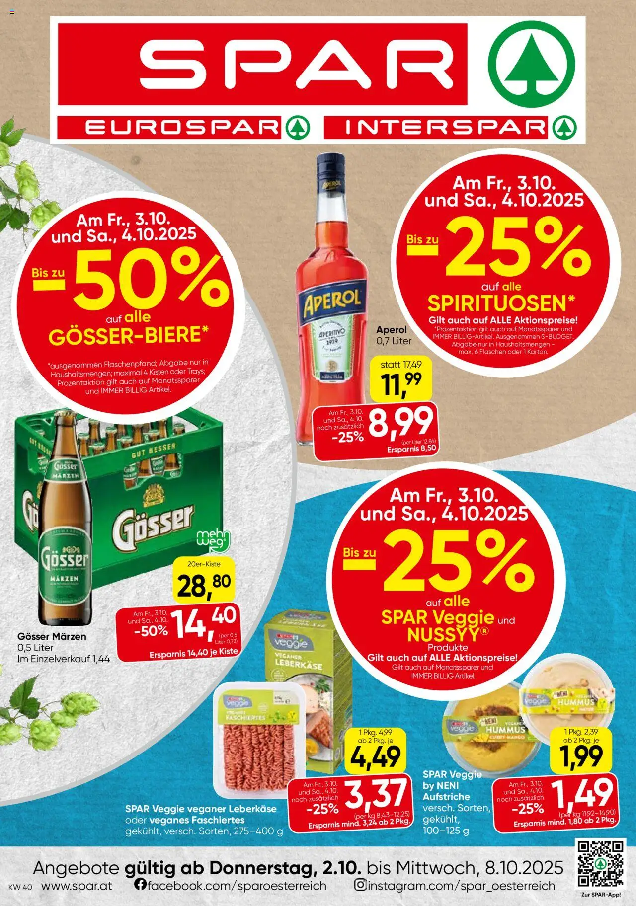  SPAR Flugblatt 02.10.2025 - Prospekt "Kärnten" - Seite 1 - Aperol