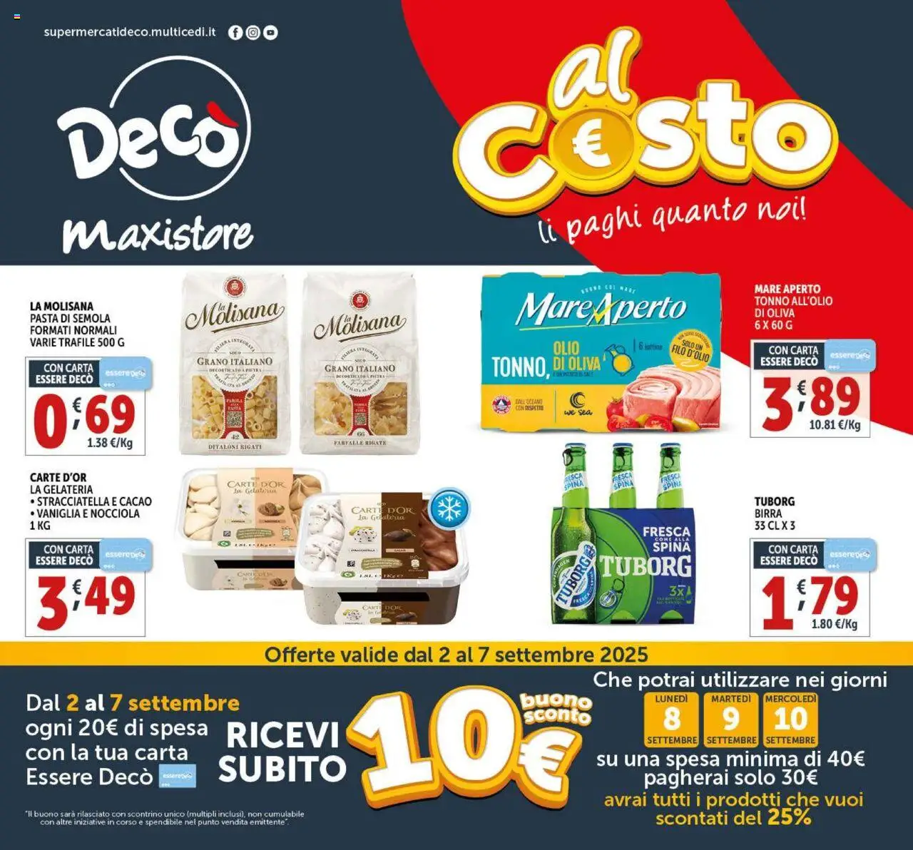 Volantino Decò valido da 02/09/2025 numero di pagina 1 - Pasta, Olio, Fanta, Cacao, Vaniglia, Semola, Pasta di semola, La Molisana