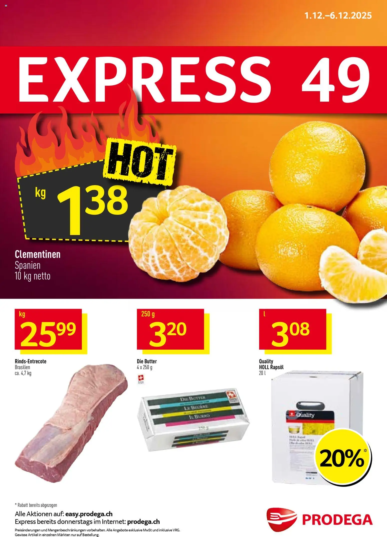 Vorschau des Merkblatts Aktionen vom Shop Prodega gültig von 01.12.2025 bis 06.12.2025 - Butter, Rapsöl