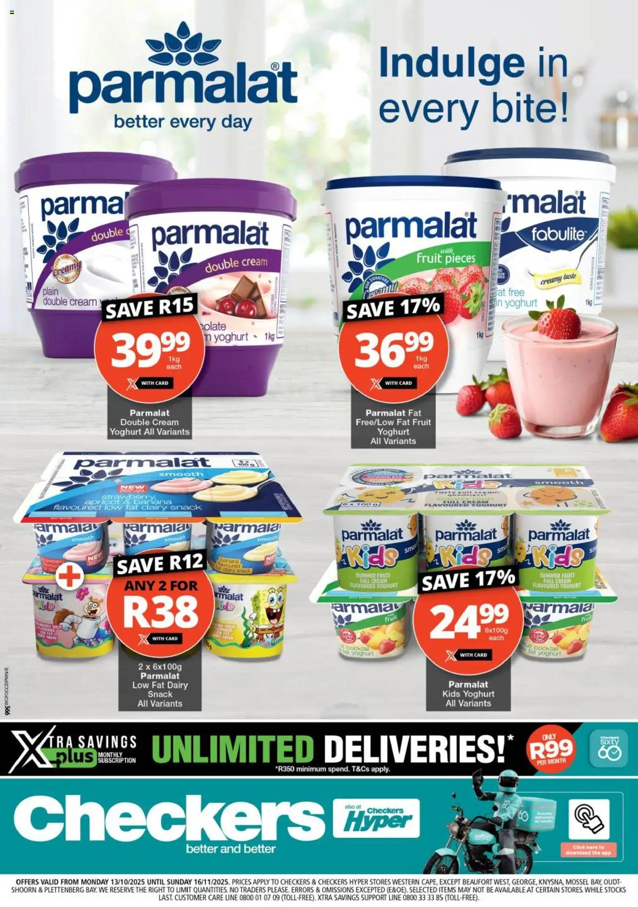 Checkers Western Cape - Parmalat Yoghurt Promotion 13/10 - 16/11/2025 >> Catalogue